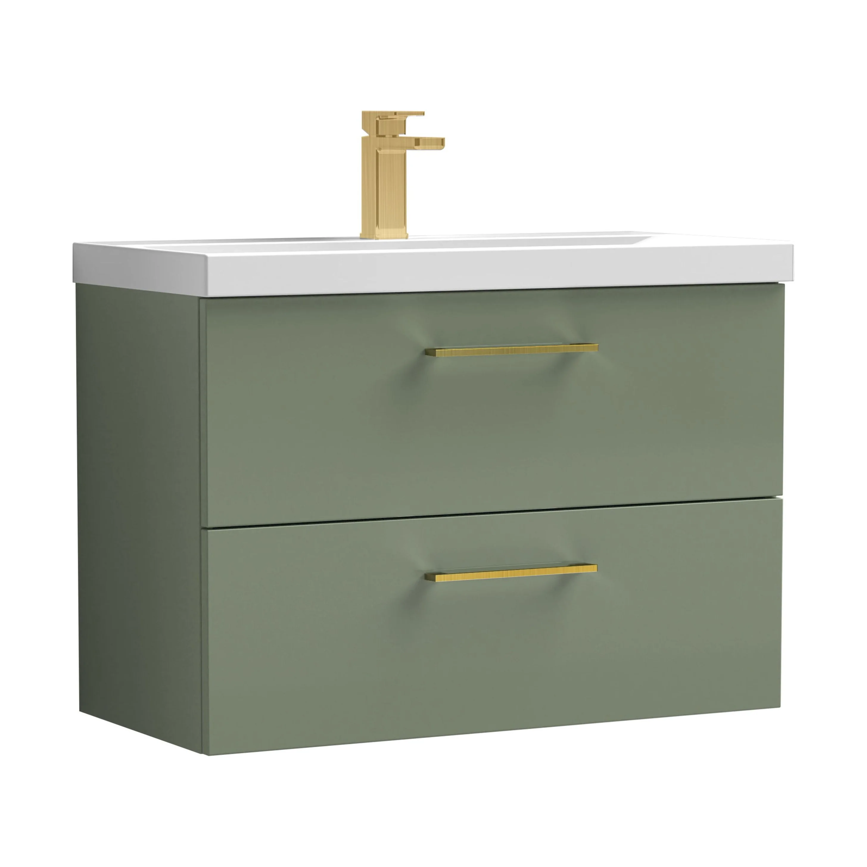 Bramshall Wall Hung 2 Drawer Vanity Unit with Mid-Edge Ceramic Basin - Choice of Colour, Handle Finish and Size - Image 165