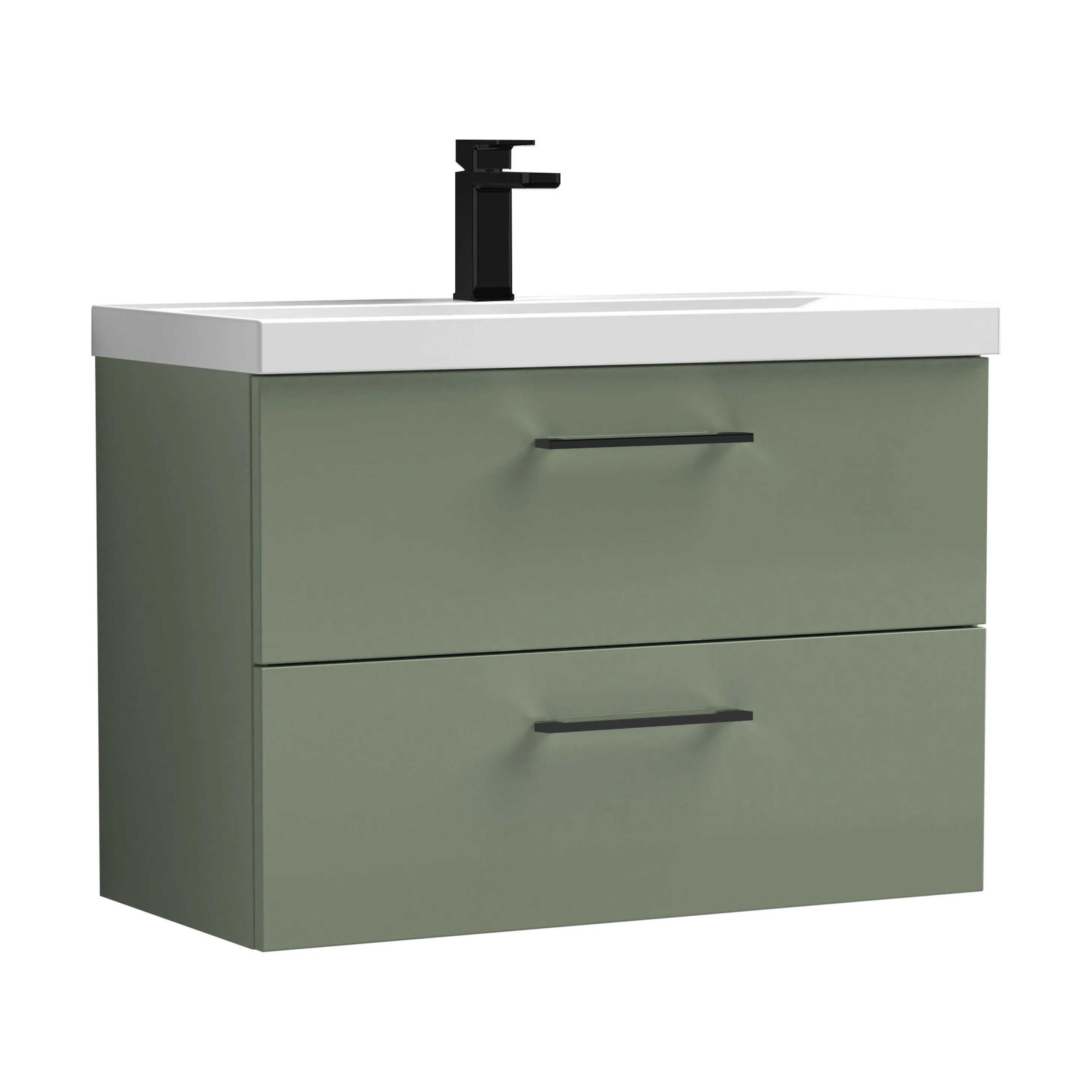 Bramshall Wall Hung 2 Drawer Vanity Unit with Mid-Edge Ceramic Basin - Choice of Colour, Handle Finish and Size - Image 166