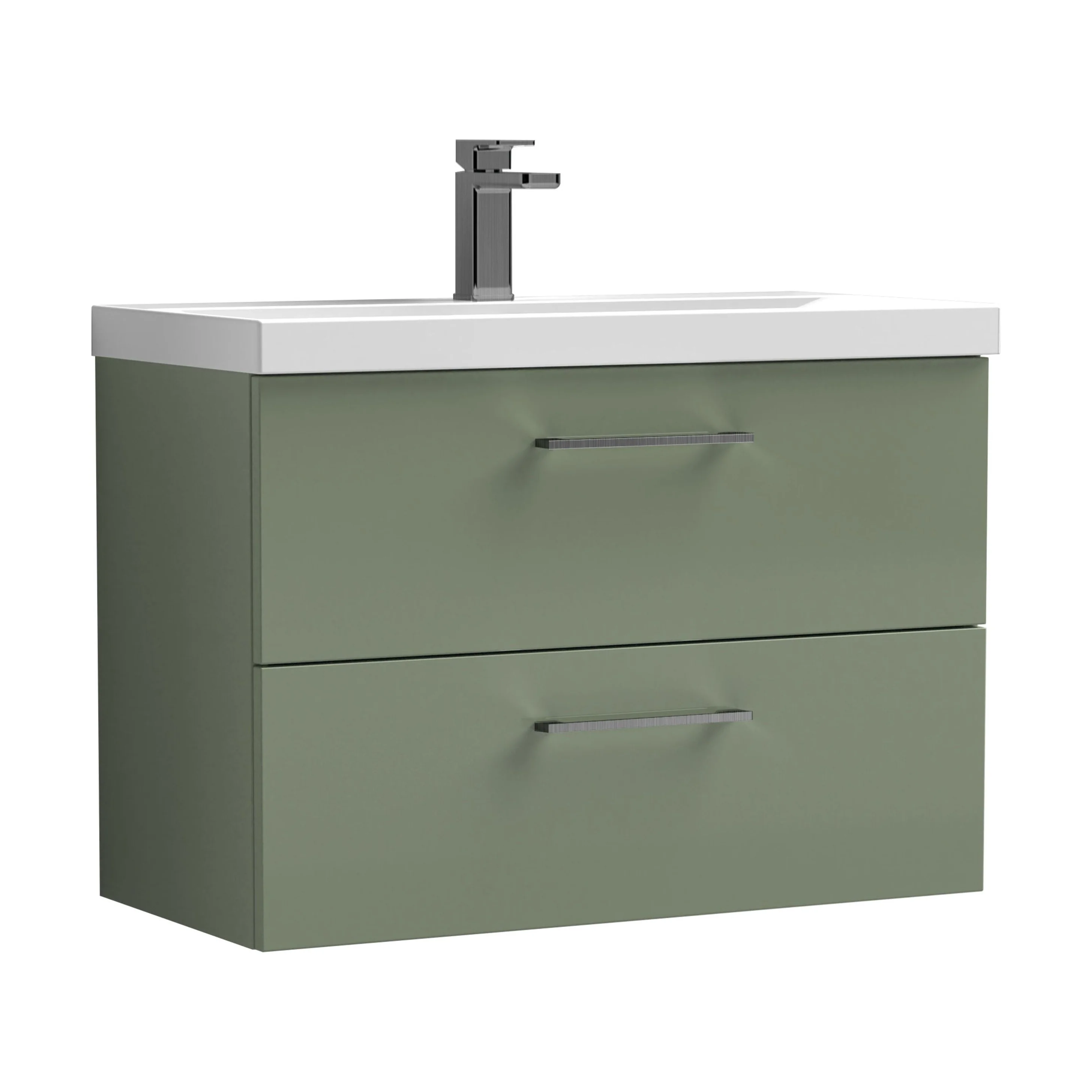 Bramshall Wall Hung 2 Drawer Vanity Unit with Mid-Edge Ceramic Basin - Choice of Colour, Handle Finish and Size - Image 169