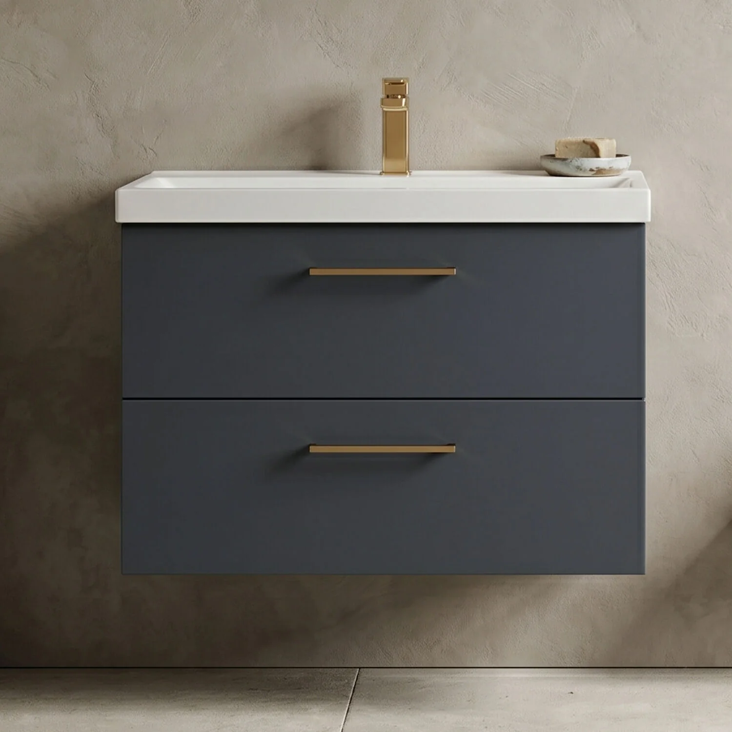 Bramshall Wall Hung 2 Drawer Vanity Unit with Mid-Edge Ceramic Basin - Choice of Colour, Handle Finish and Size - Image 17