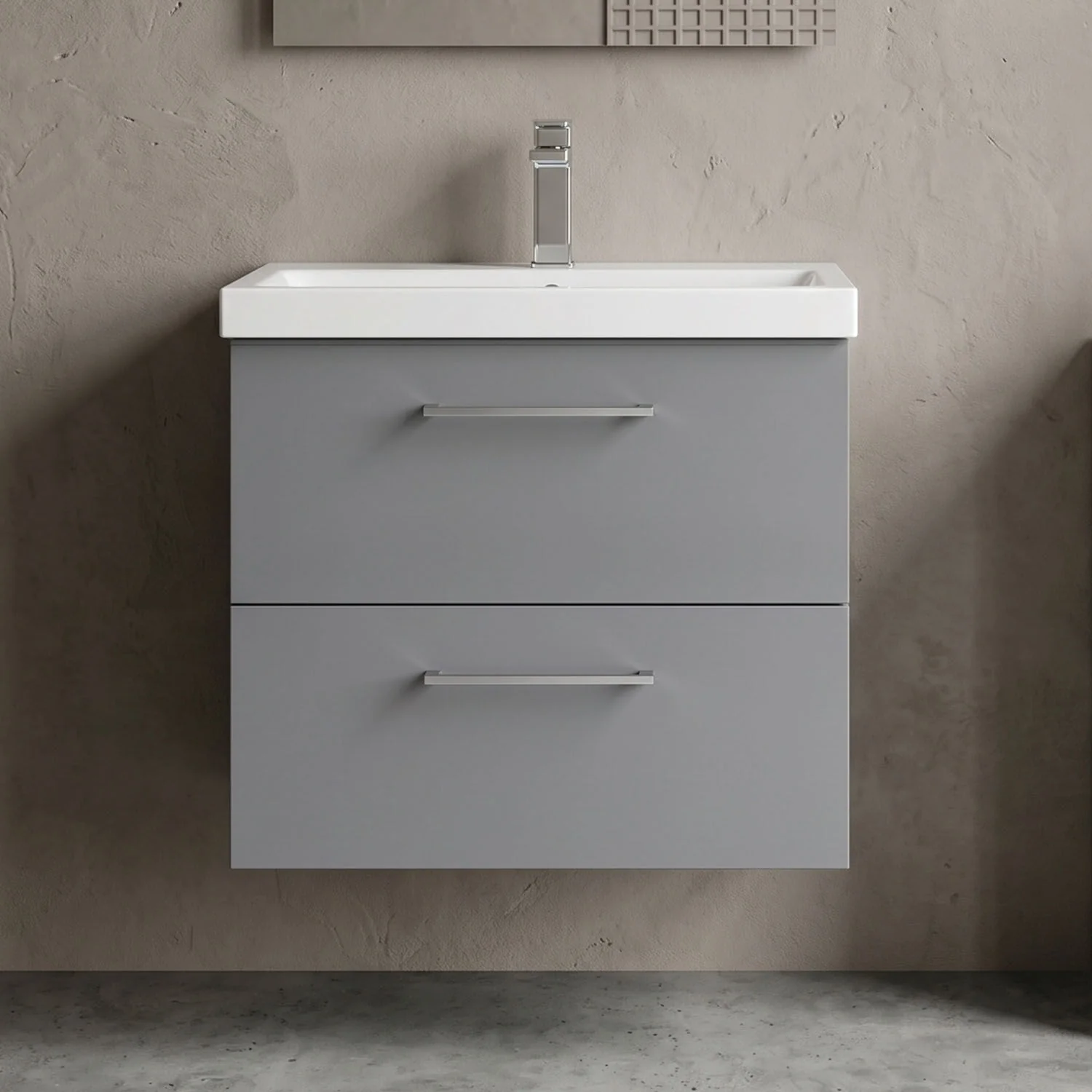 Bramshall Wall Hung 2 Drawer Vanity Unit with Mid-Edge Ceramic Basin - Choice of Colour, Handle Finish and Size - Image 19
