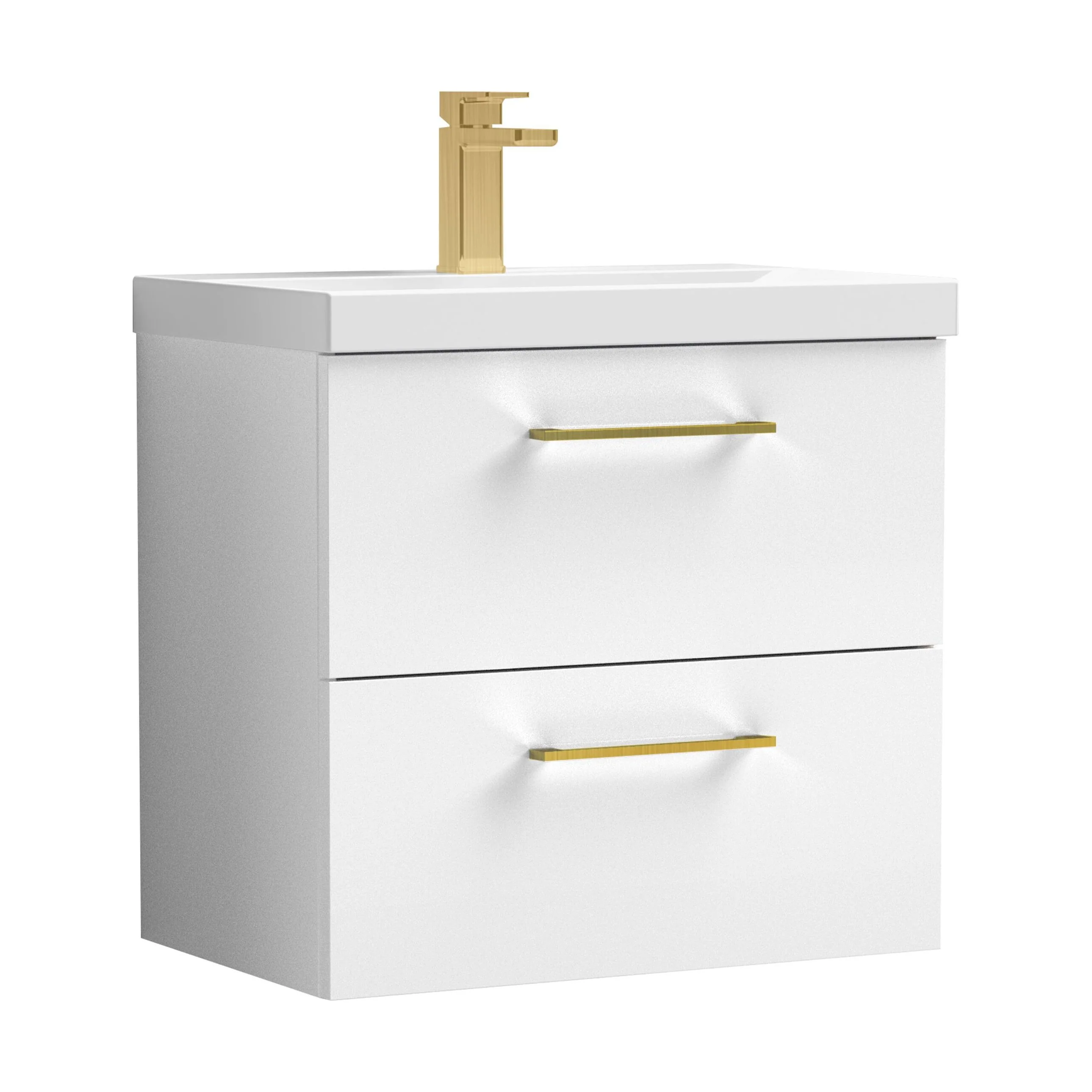Bramshall Wall Hung 2 Drawer Vanity Unit with Mid-Edge Ceramic Basin - Choice of Colour, Handle Finish and Size - Image 88