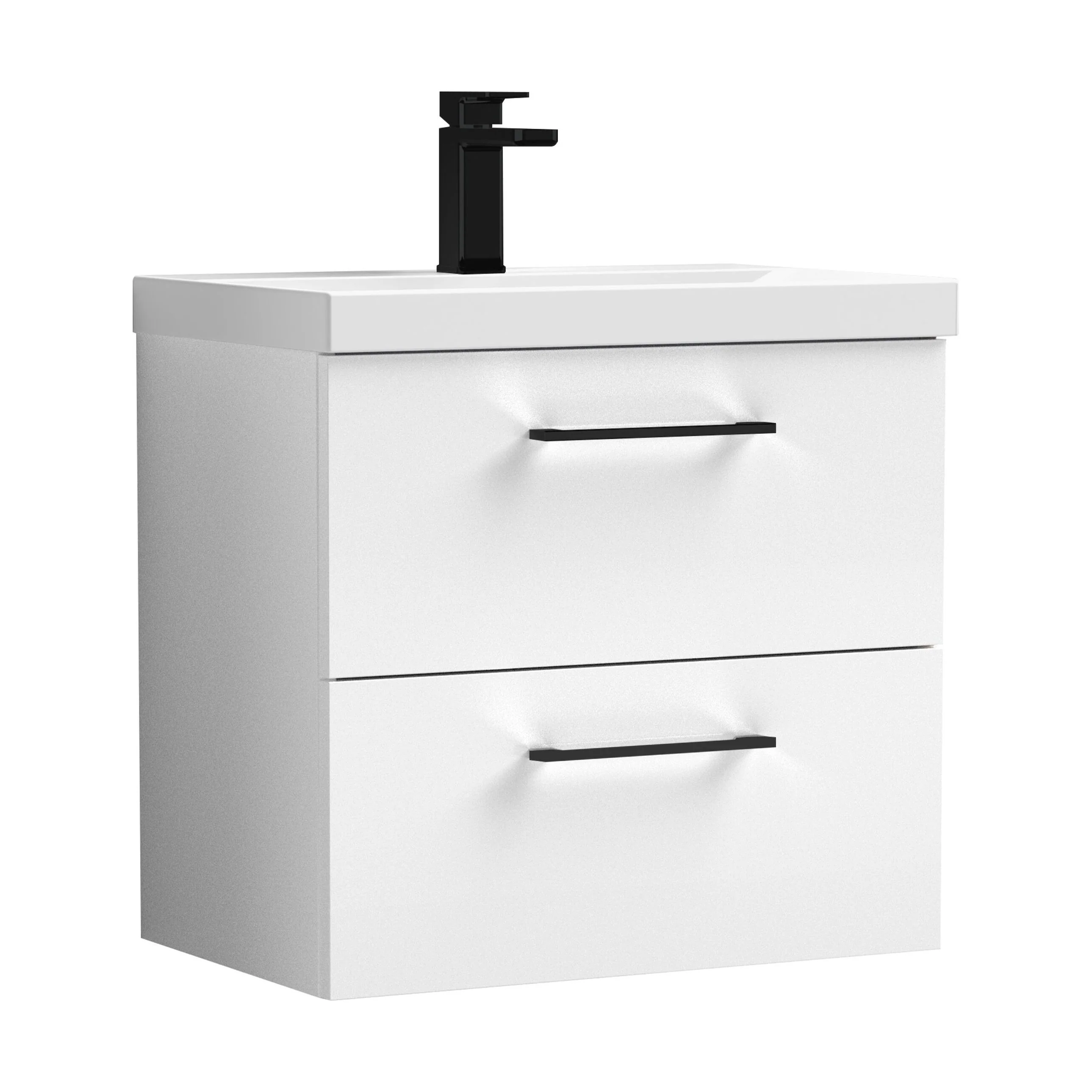 Bramshall Wall Hung 2 Drawer Vanity Unit with Mid-Edge Ceramic Basin - Choice of Colour, Handle Finish and Size - Image 89
