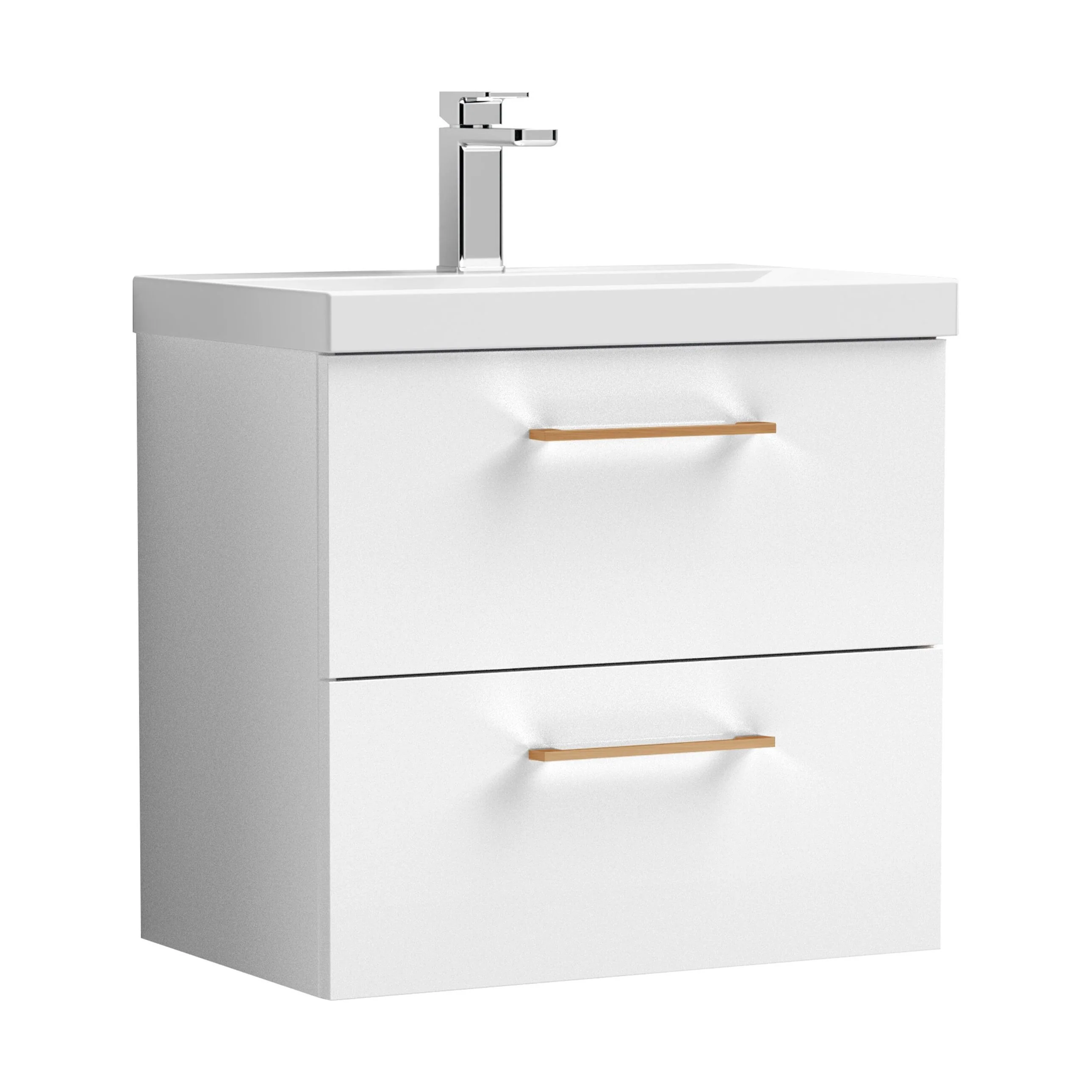 Bramshall Wall Hung 2 Drawer Vanity Unit with Mid-Edge Ceramic Basin - Choice of Colour, Handle Finish and Size - Image 90