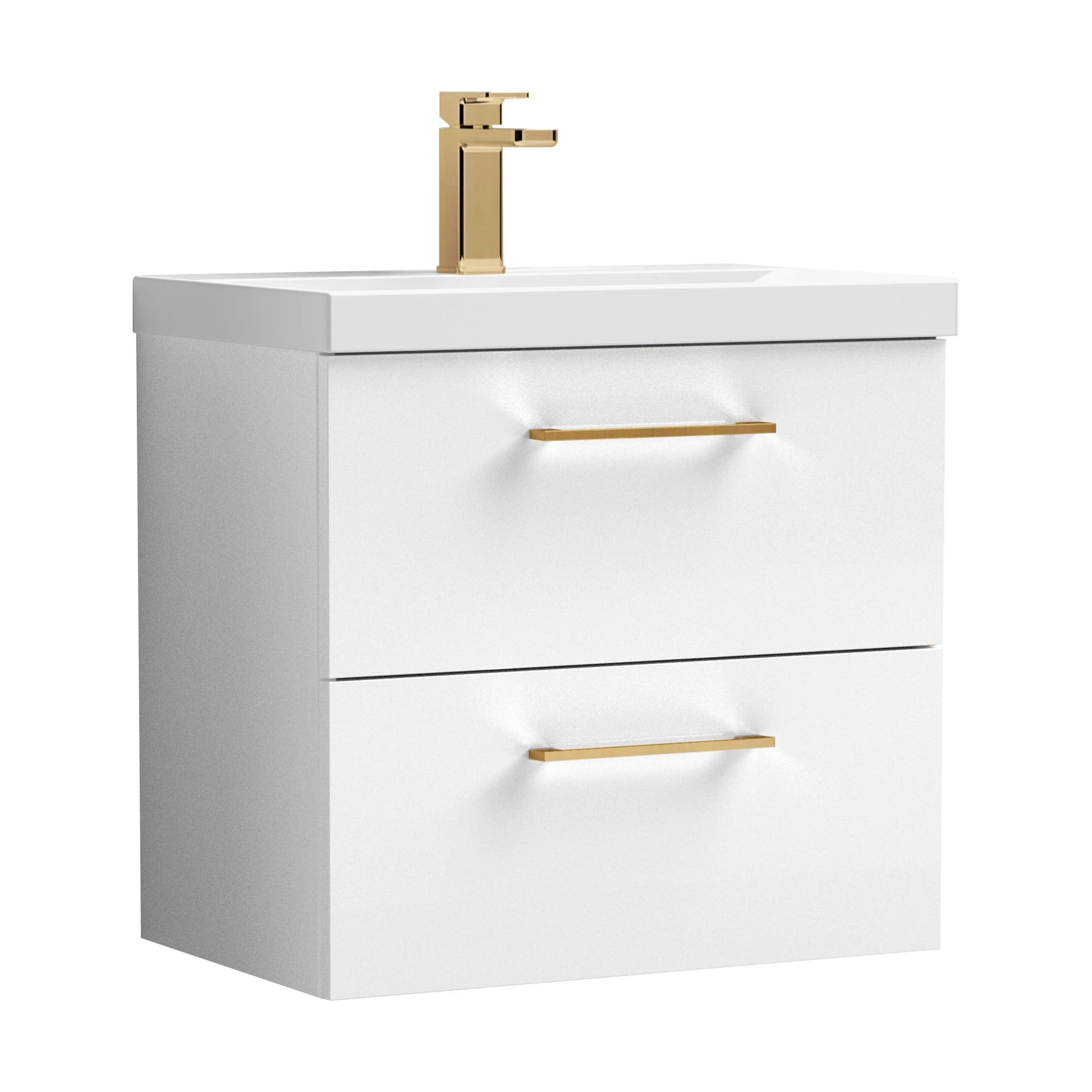 Bramshall Wall Hung 2 Drawer Vanity Unit with Mid-Edge Ceramic Basin - Choice of Colour, Handle Finish and Size - Image 91