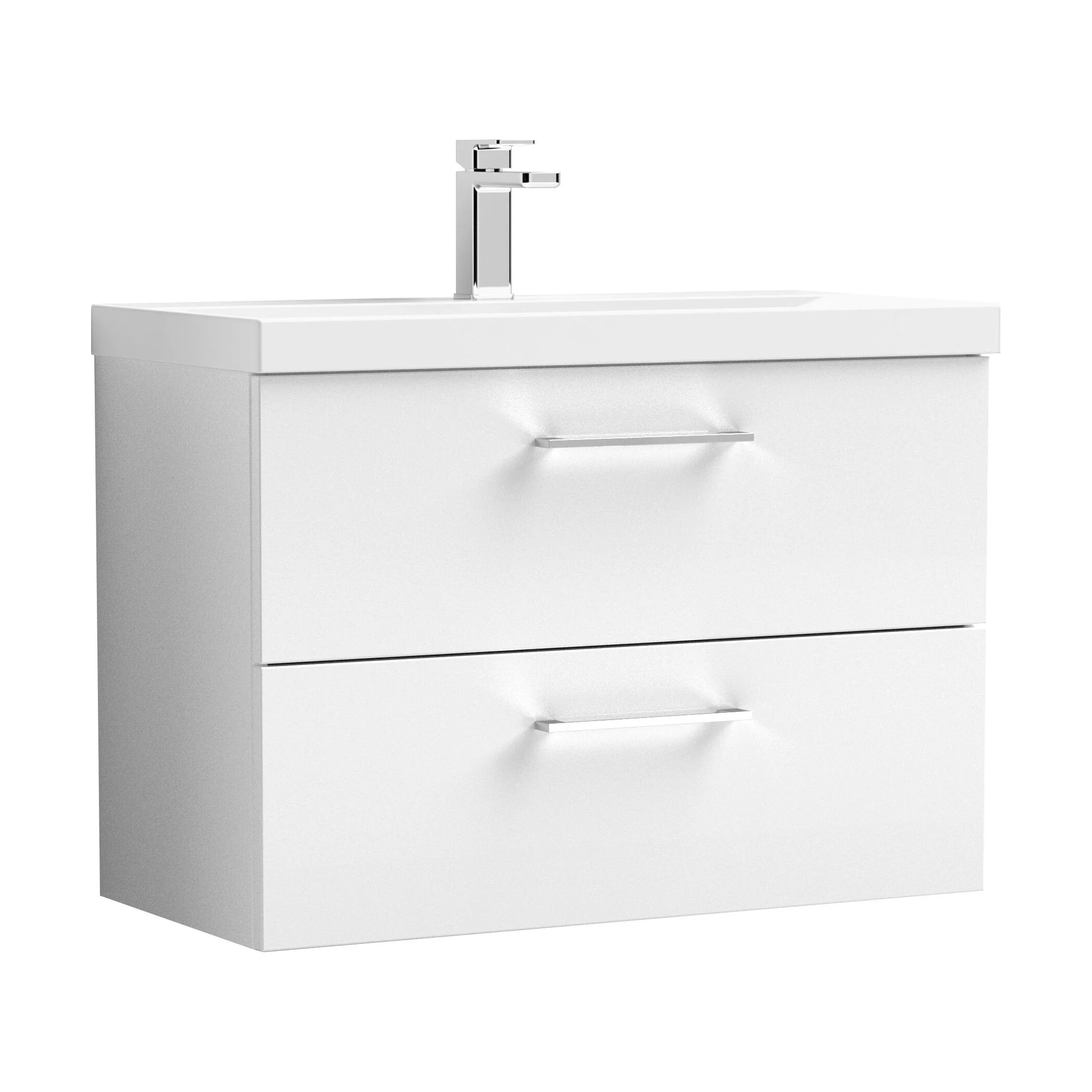 Bramshall Wall Hung 2 Drawer Vanity Unit with Mid-Edge Ceramic Basin - Choice of Colour, Handle Finish and Size - Image 93