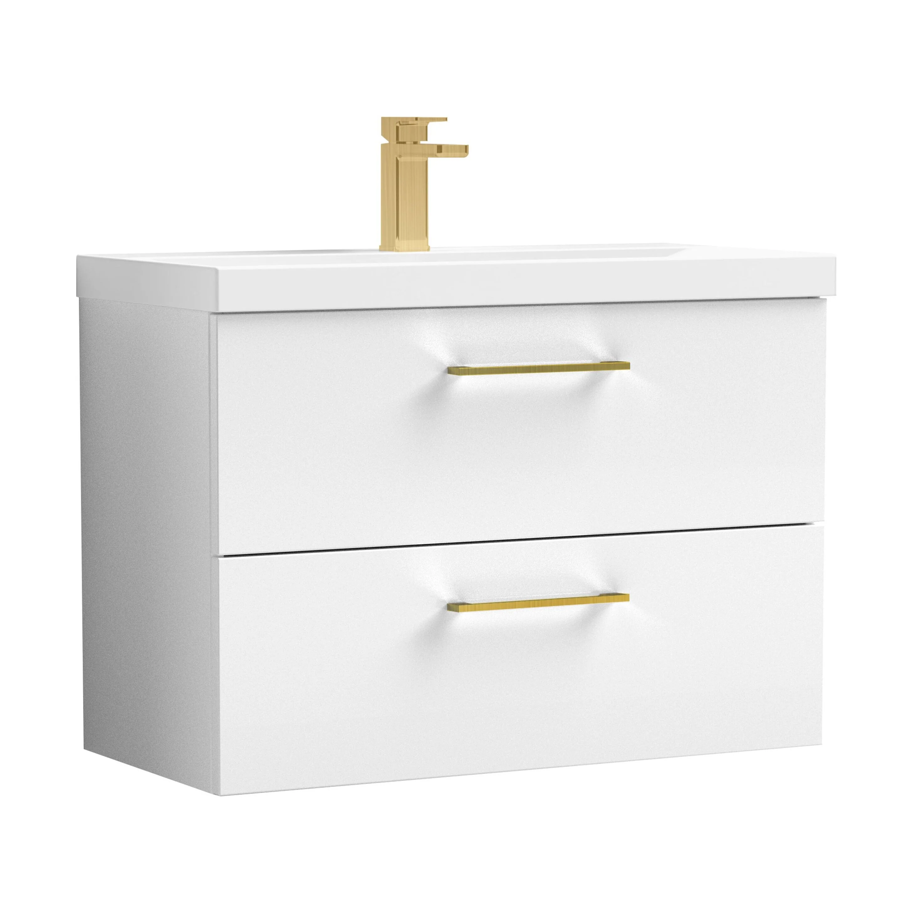 Bramshall Wall Hung 2 Drawer Vanity Unit with Mid-Edge Ceramic Basin - Choice of Colour, Handle Finish and Size - Image 94