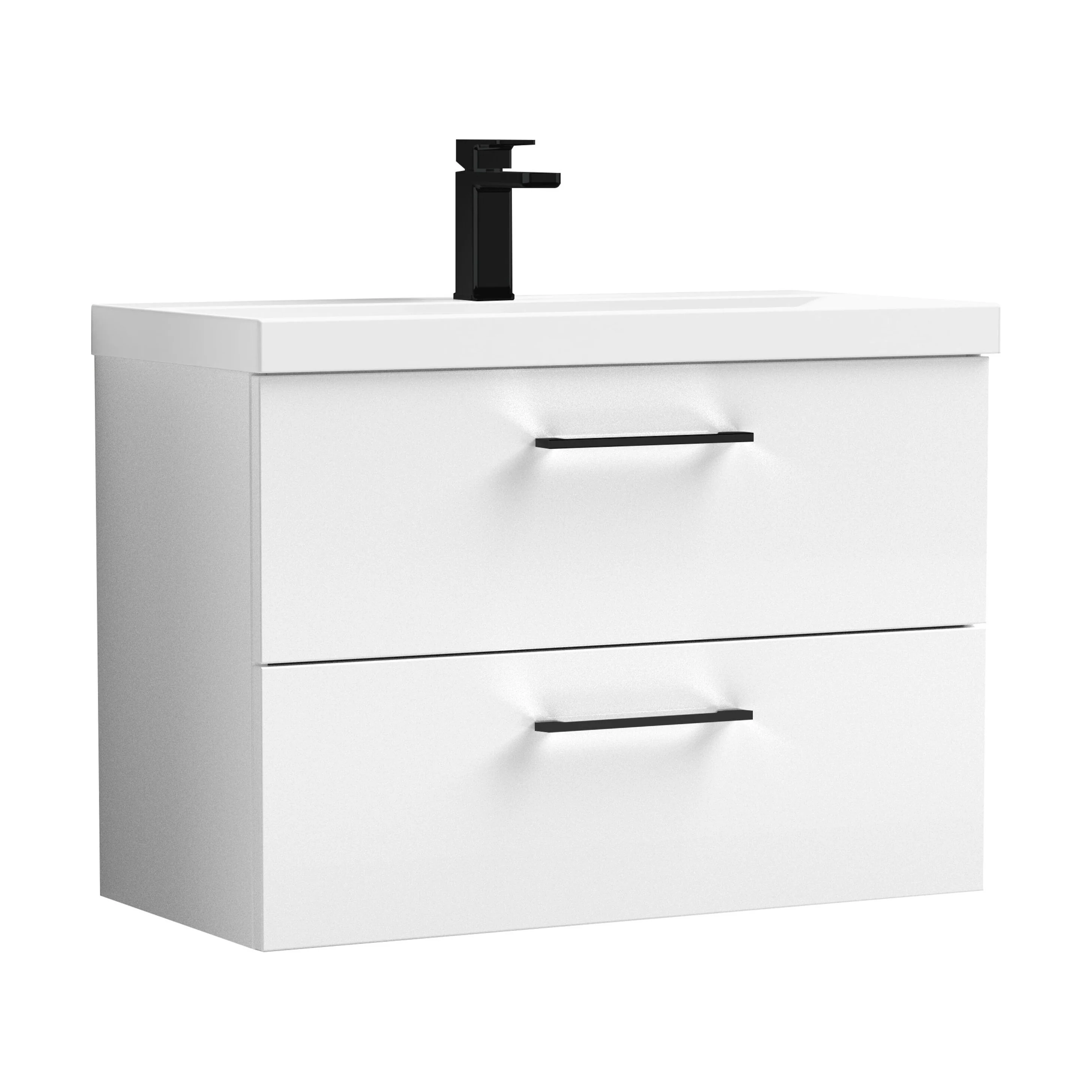 Bramshall Wall Hung 2 Drawer Vanity Unit with Mid-Edge Ceramic Basin - Choice of Colour, Handle Finish and Size - Image 95