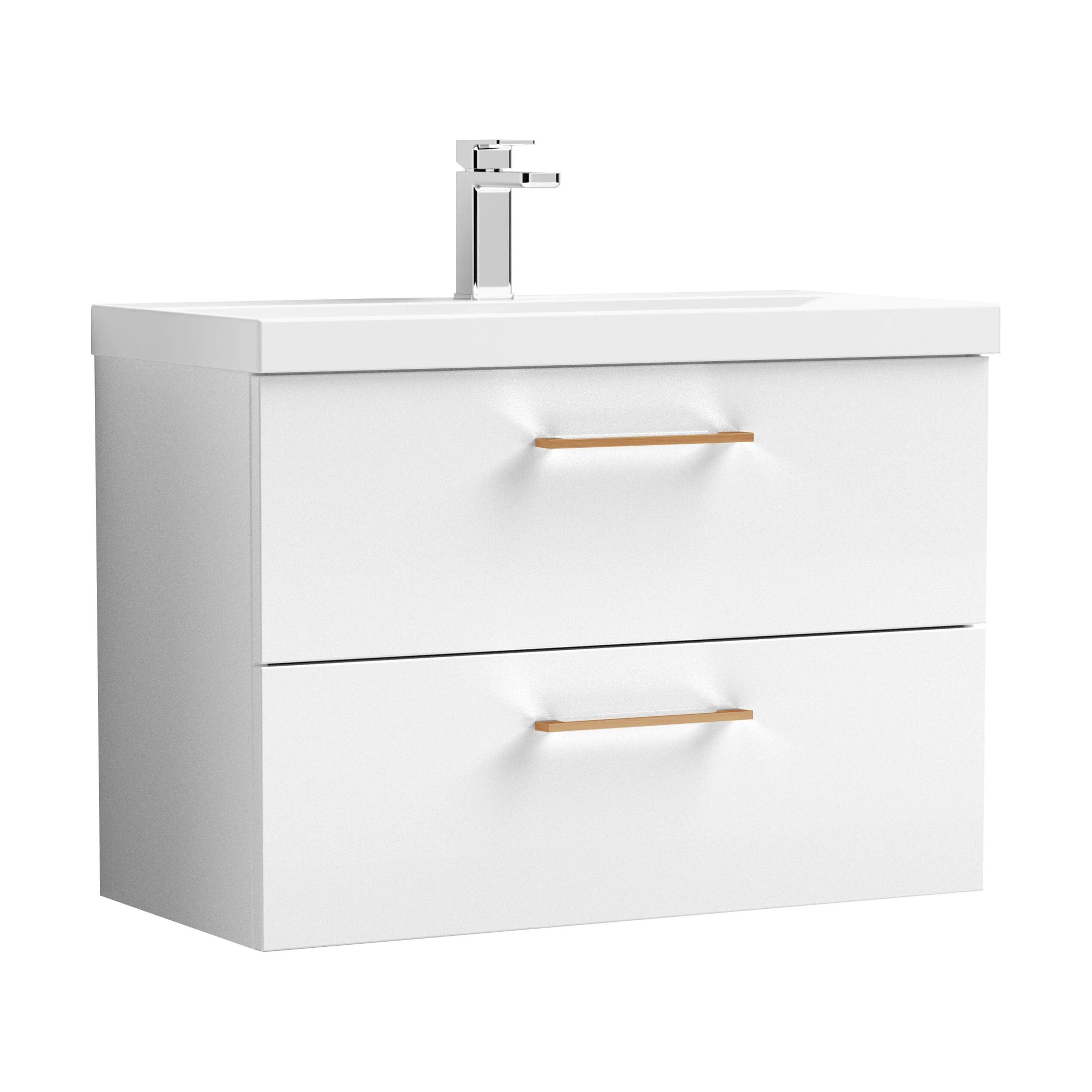 Bramshall Wall Hung 2 Drawer Vanity Unit with Mid-Edge Ceramic Basin - Choice of Colour, Handle Finish and Size - Image 96