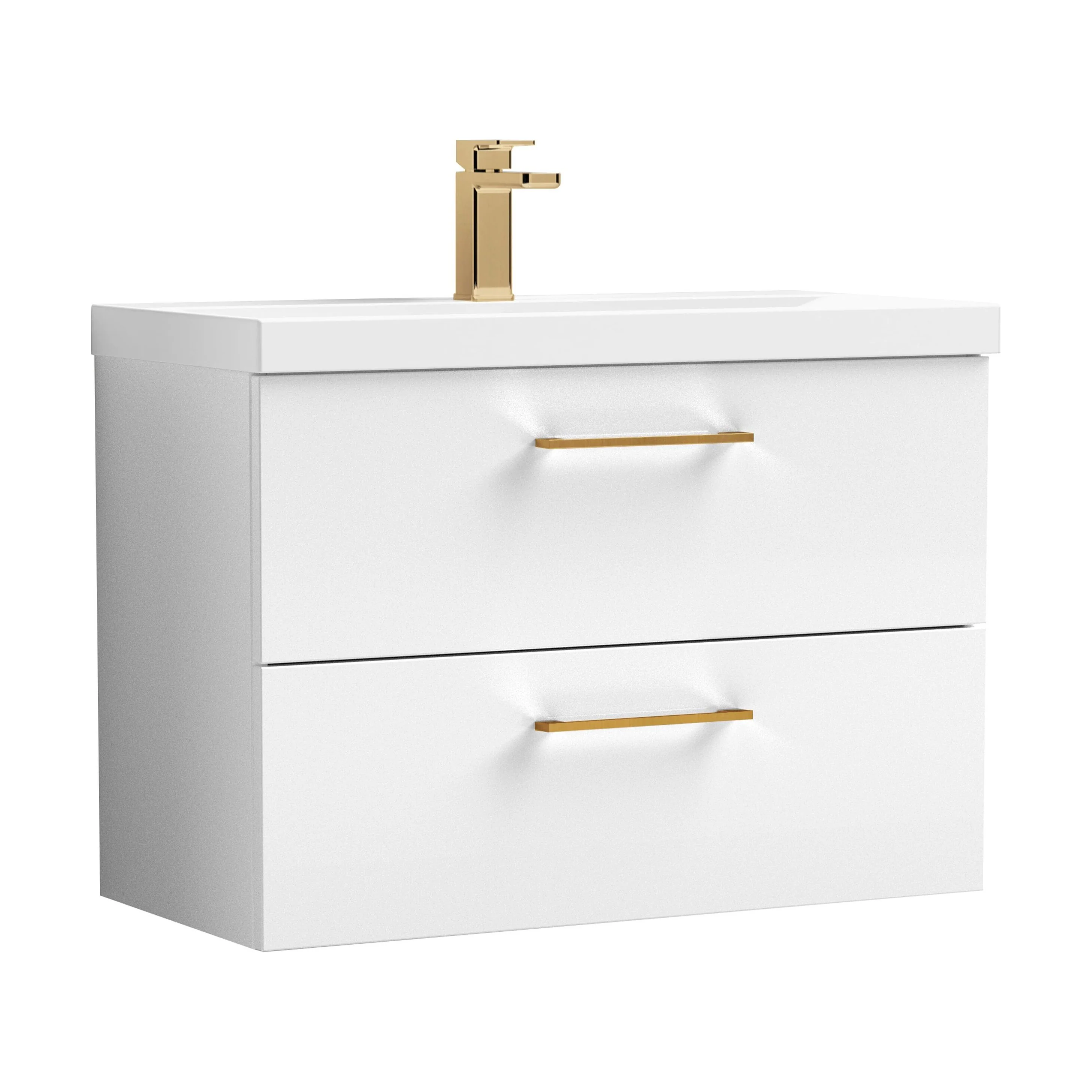 Bramshall Wall Hung 2 Drawer Vanity Unit with Mid-Edge Ceramic Basin - Choice of Colour, Handle Finish and Size - Image 97