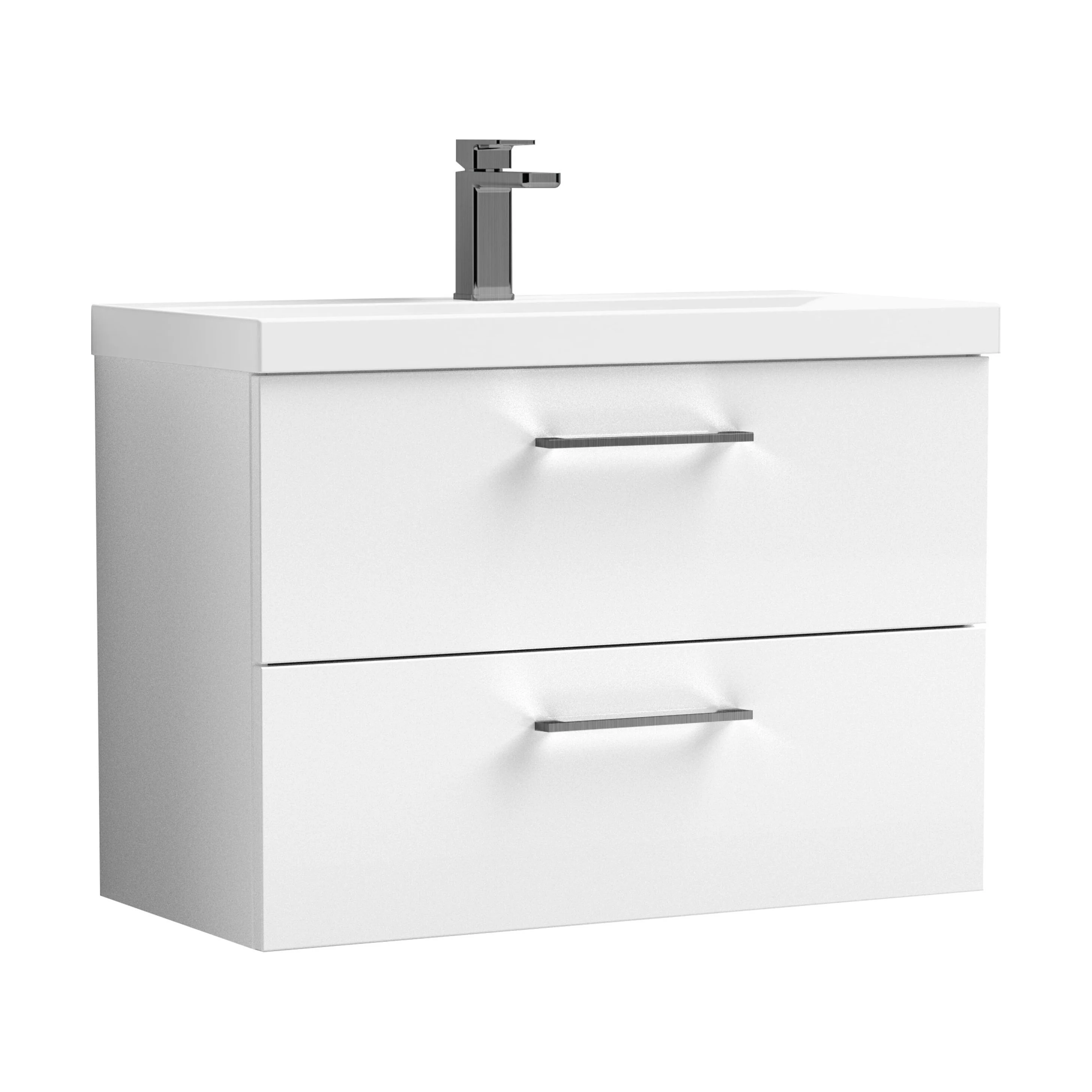 Bramshall Wall Hung 2 Drawer Vanity Unit with Mid-Edge Ceramic Basin - Choice of Colour, Handle Finish and Size - Image 98
