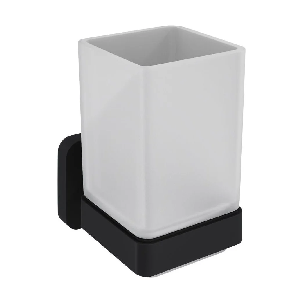 Wall Mounted Square Bathroom Glass Toothbrush Holder Tumbler - Choice of Finish - Image 3