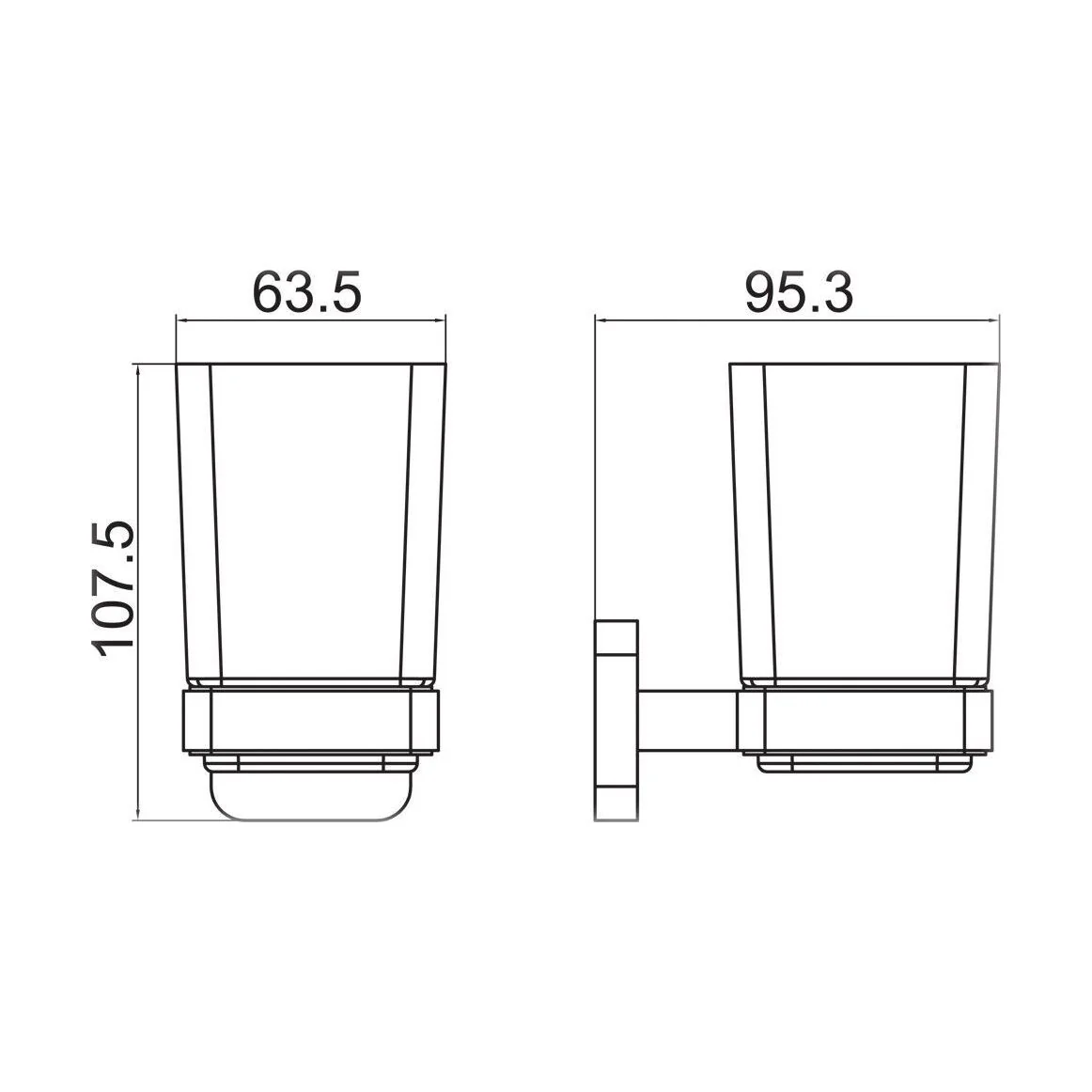 Wall Mounted Square Bathroom Glass Toothbrush Holder Tumbler - Choice of Finish - Image 4