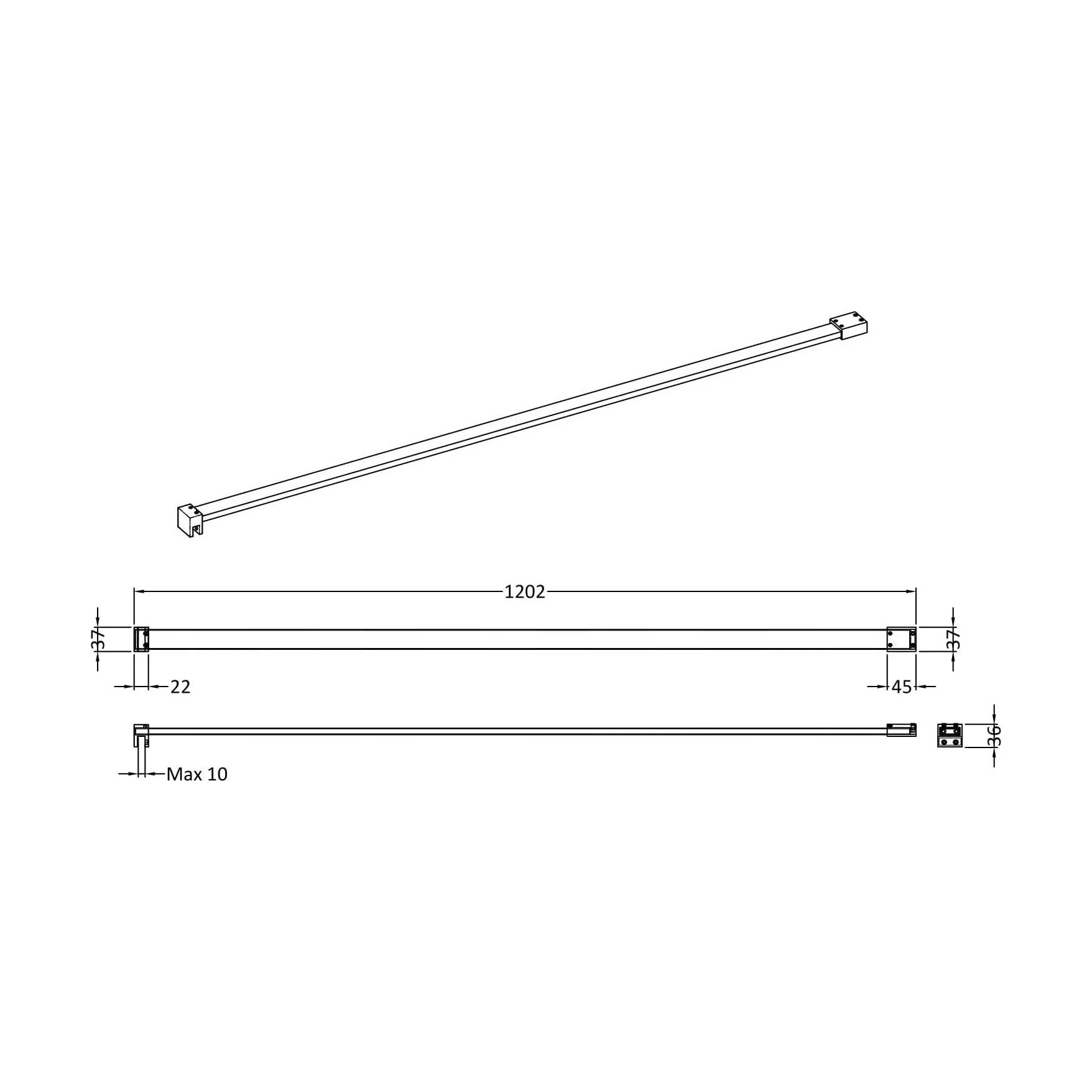 Wetroom Screen Support Bar