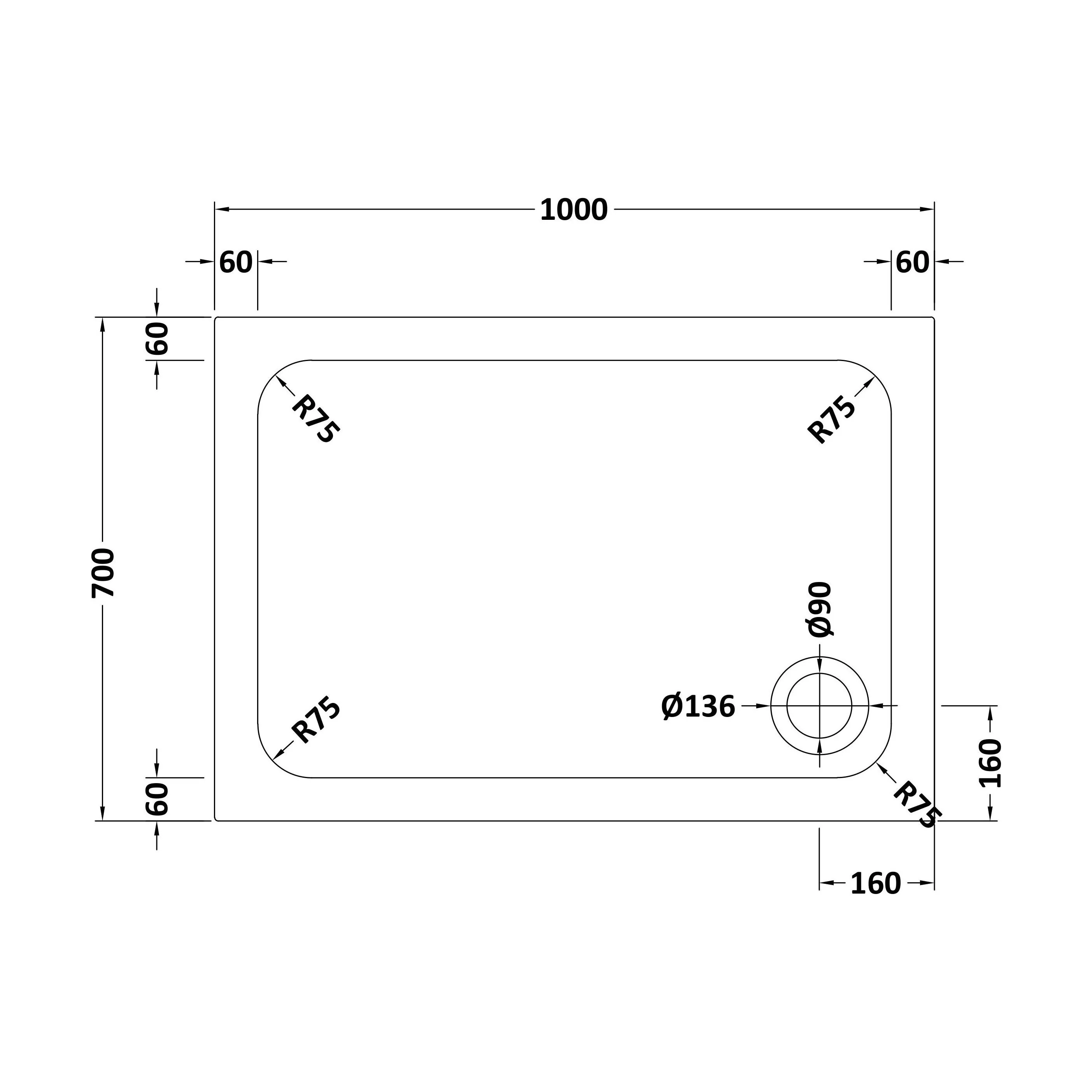 White Rectangular Stone Resin Premium Shower Tray with Corner Waste Position - Multiple Sizes Available - Image 28
