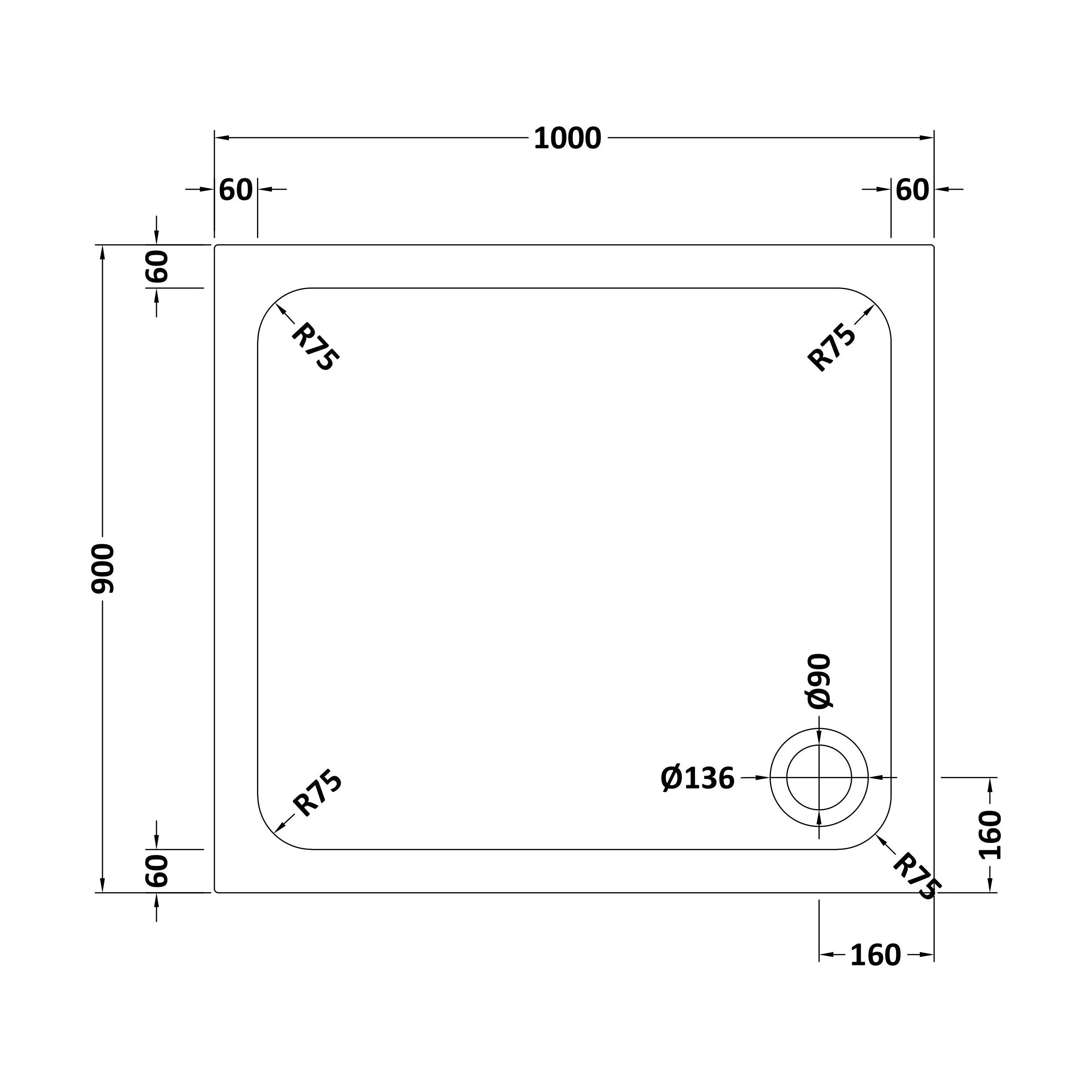 White Rectangular Stone Resin Premium Shower Tray with Corner Waste Position - Multiple Sizes Available - Image 31