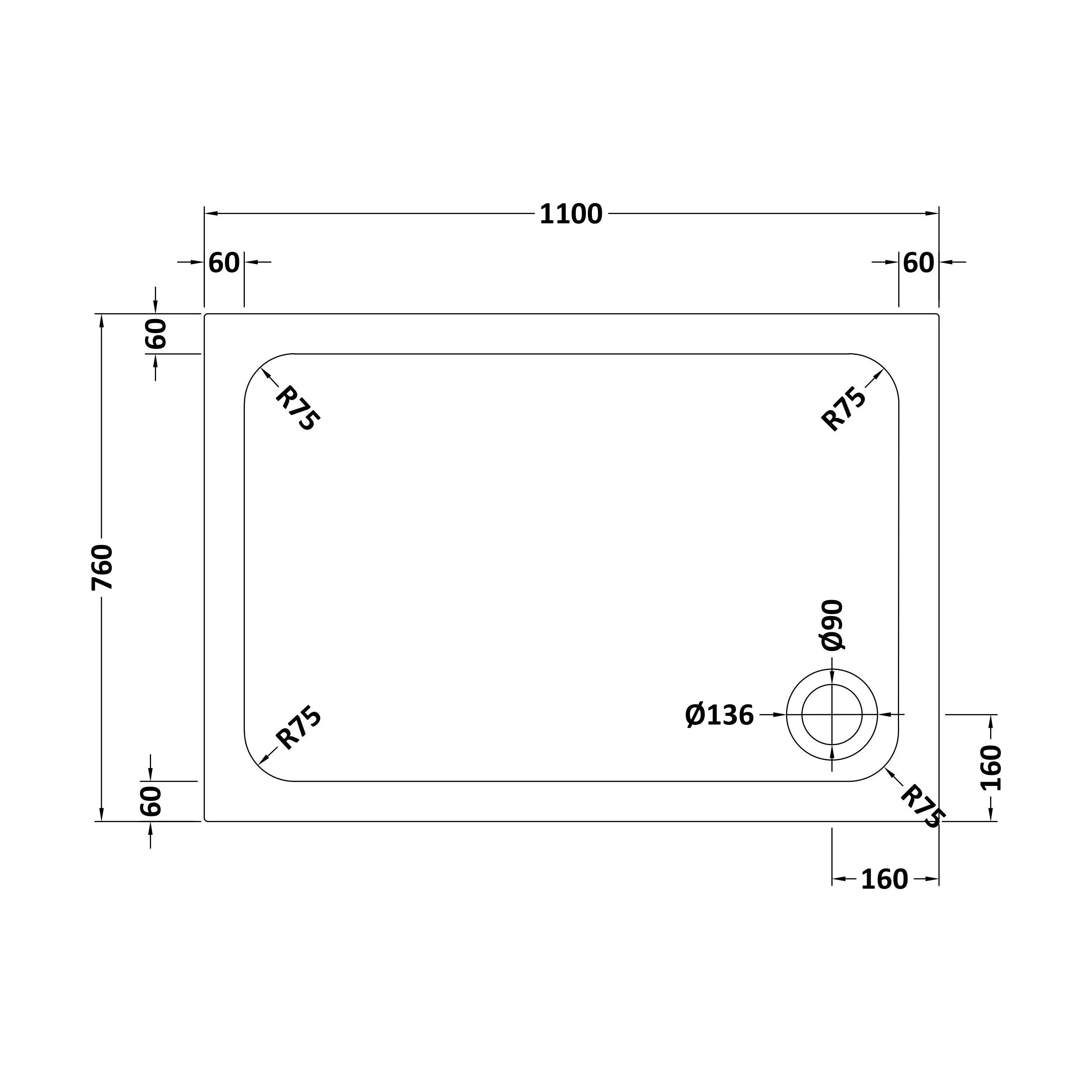 White Rectangular Stone Resin Premium Shower Tray with Corner Waste Position - Multiple Sizes Available - Image 33