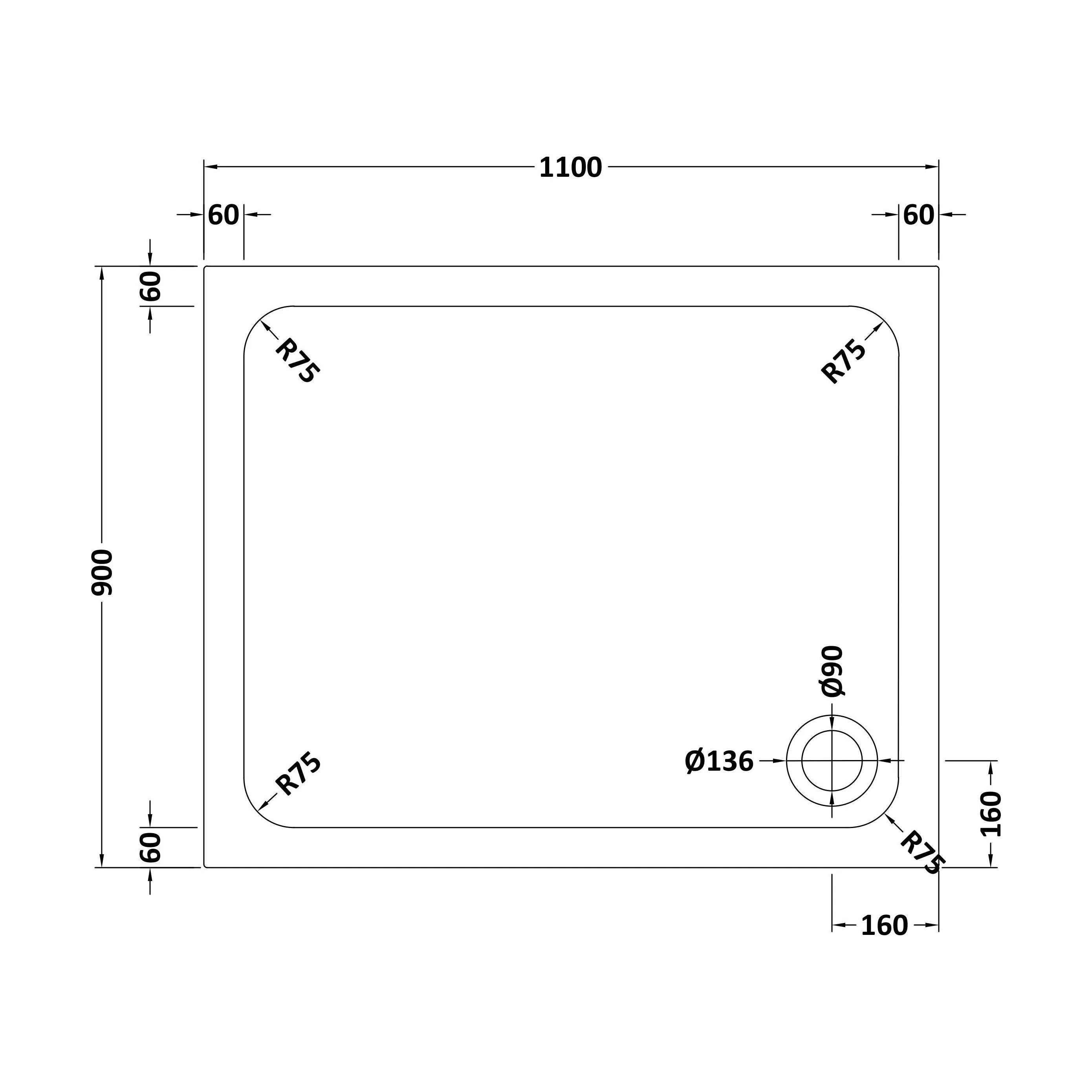 White Rectangular Stone Resin Premium Shower Tray with Corner Waste Position - Multiple Sizes Available - Image 35