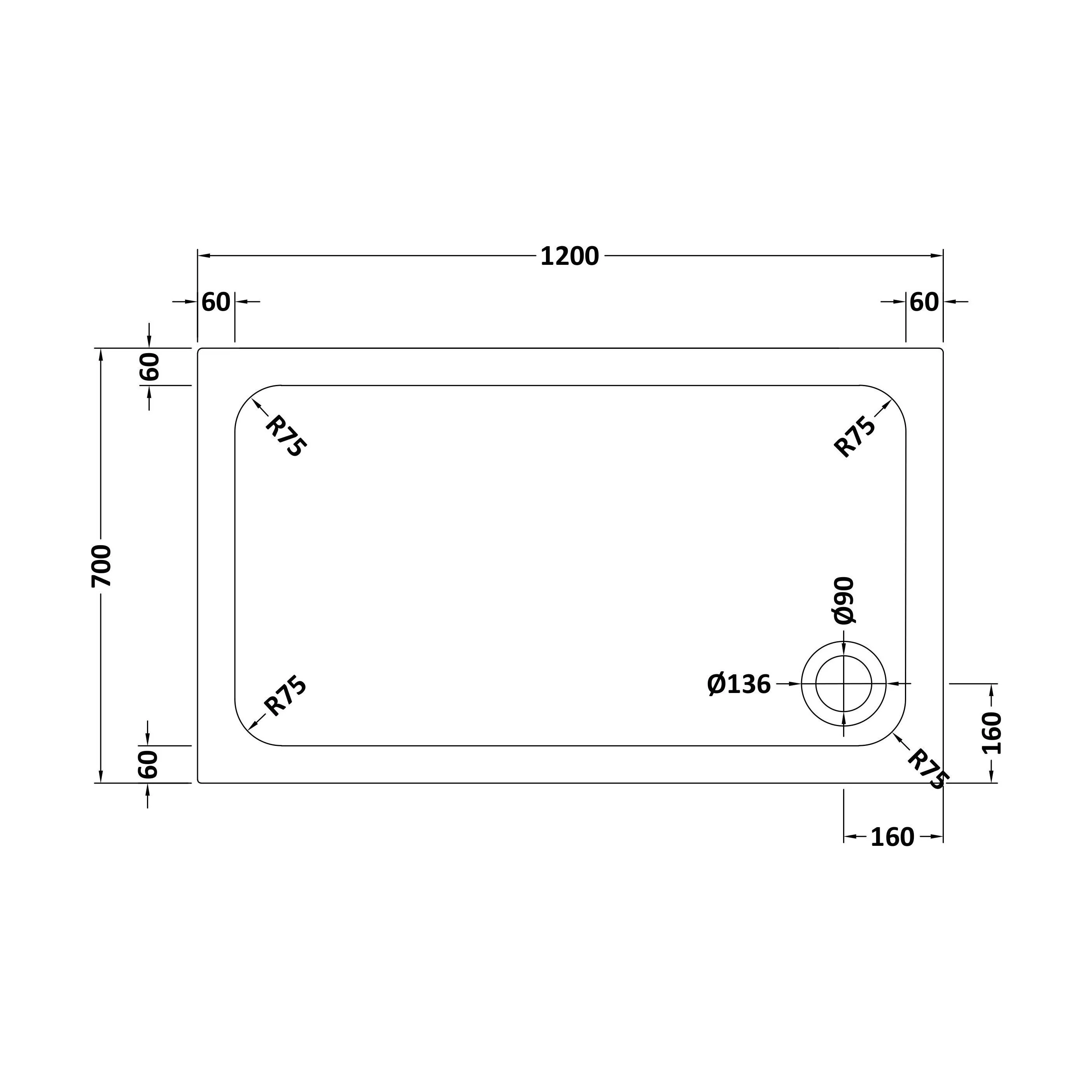 White Rectangular Stone Resin Premium Shower Tray with Corner Waste Position - Multiple Sizes Available - Image 36