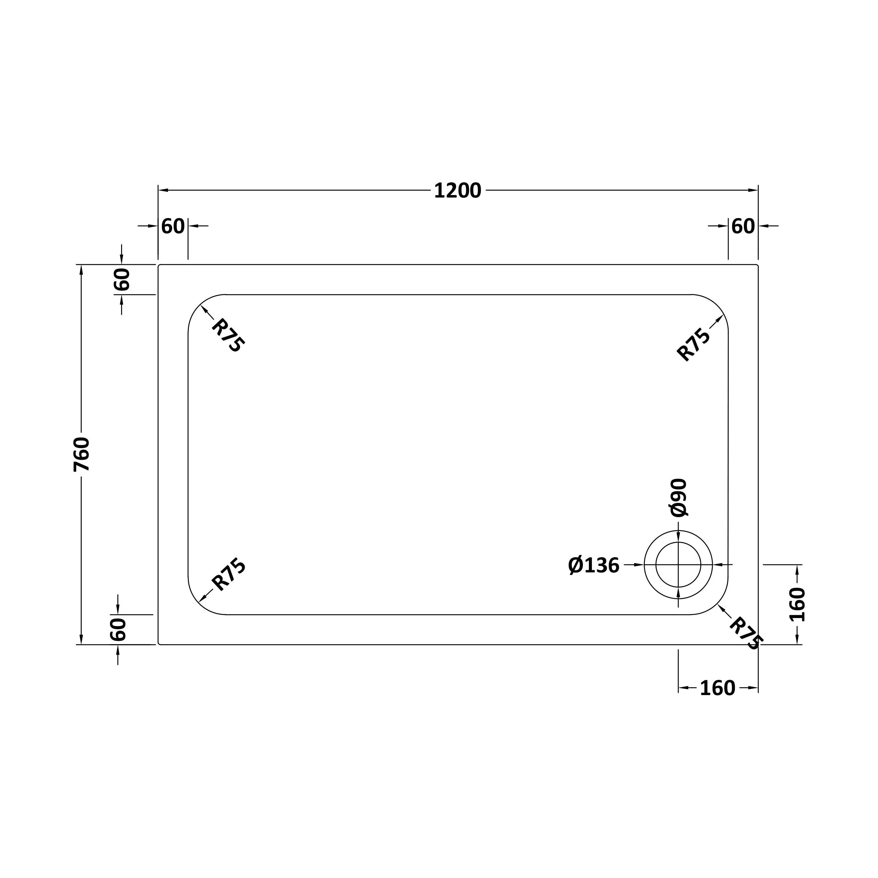 White Rectangular Stone Resin Premium Shower Tray with Corner Waste Position - Multiple Sizes Available - Image 37