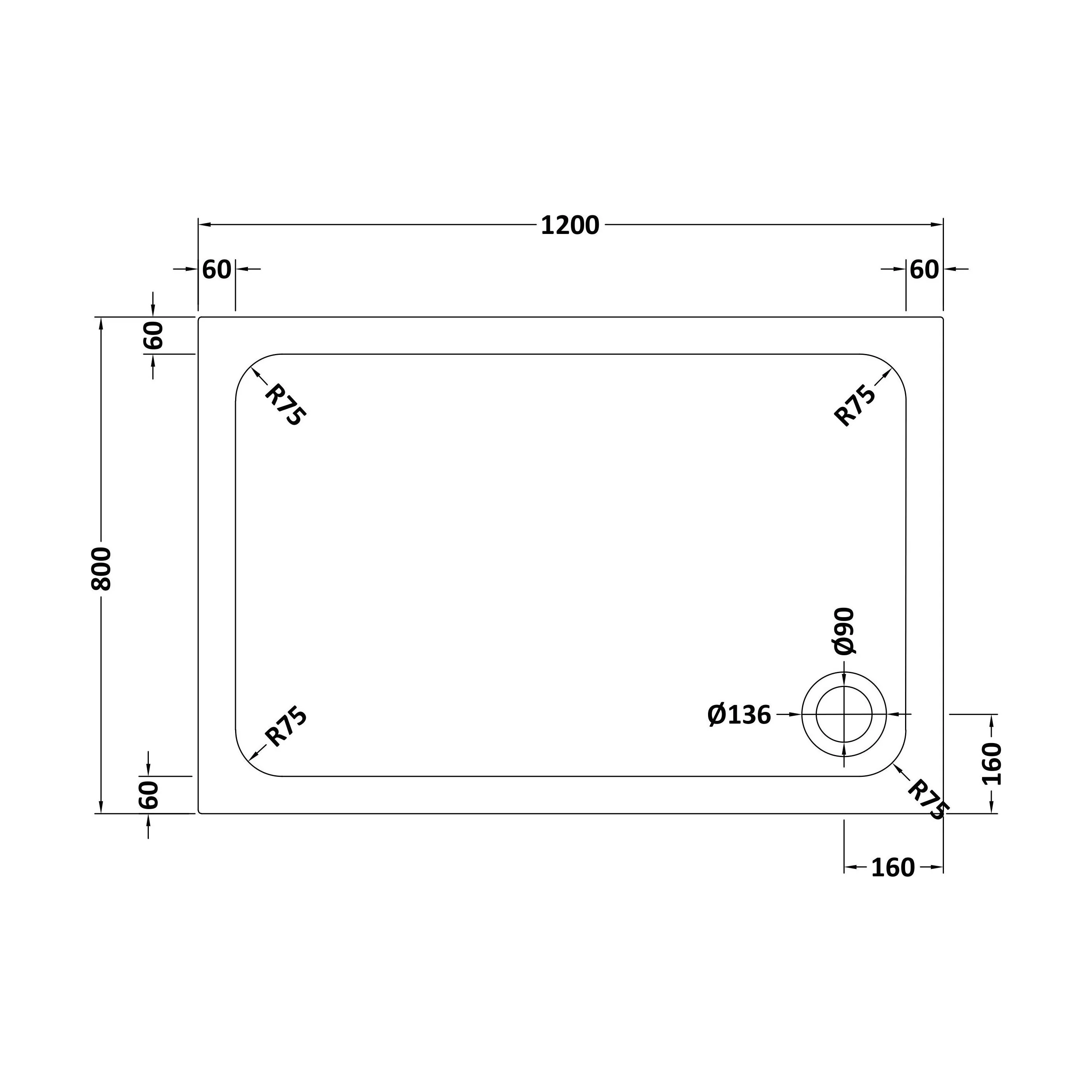 White Rectangular Stone Resin Premium Shower Tray with Corner Waste Position - Multiple Sizes Available - Image 38