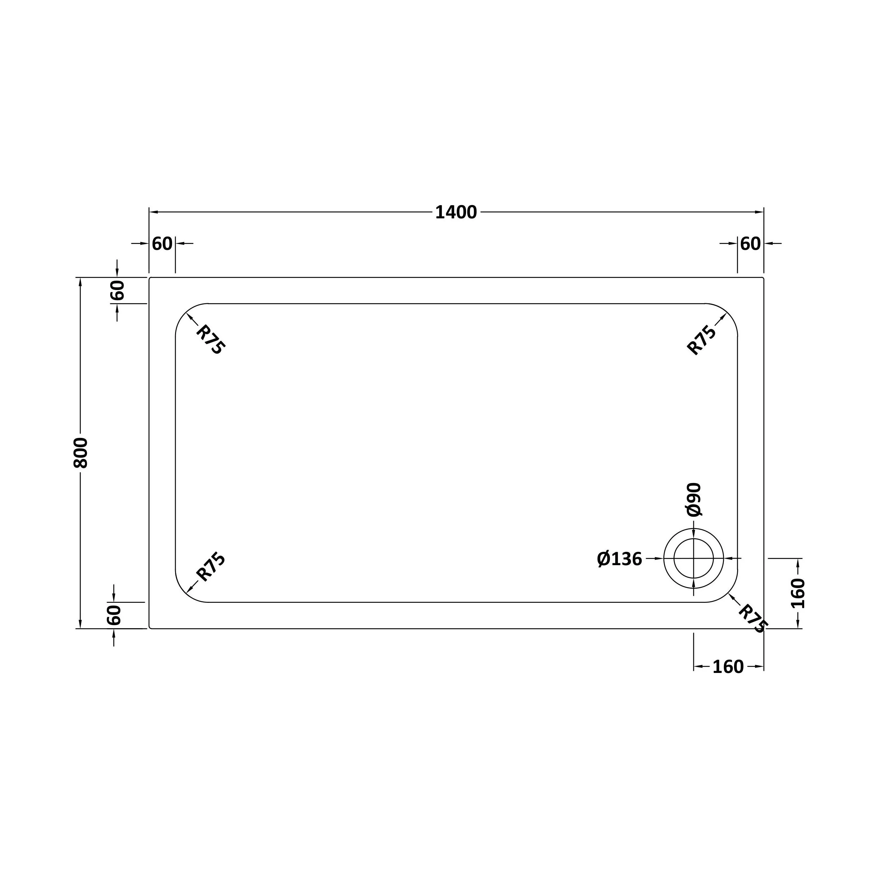 White Rectangular Stone Resin Premium Shower Tray with Corner Waste Position - Multiple Sizes Available - Image 40