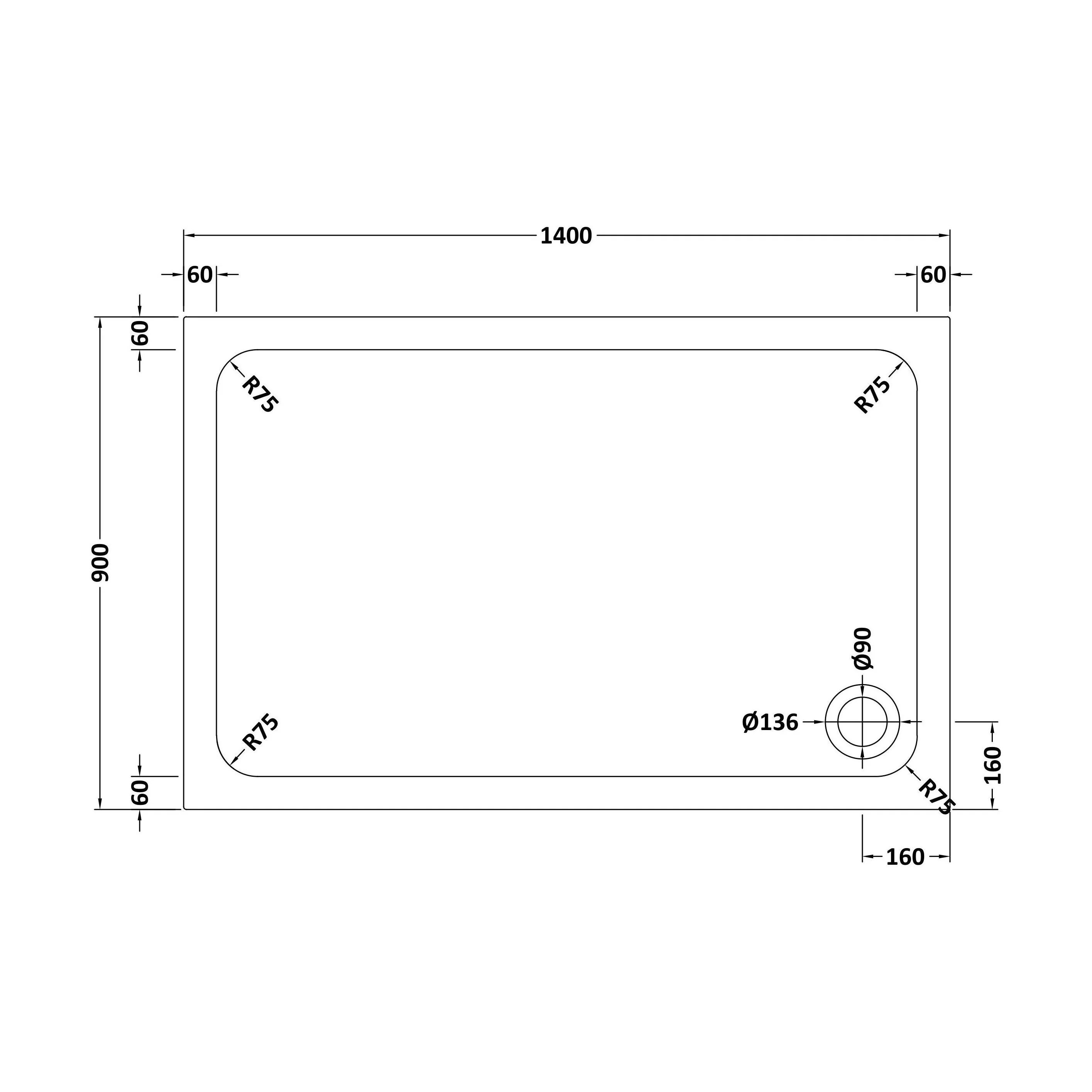 White Rectangular Stone Resin Premium Shower Tray with Corner Waste Position - Multiple Sizes Available - Image 41