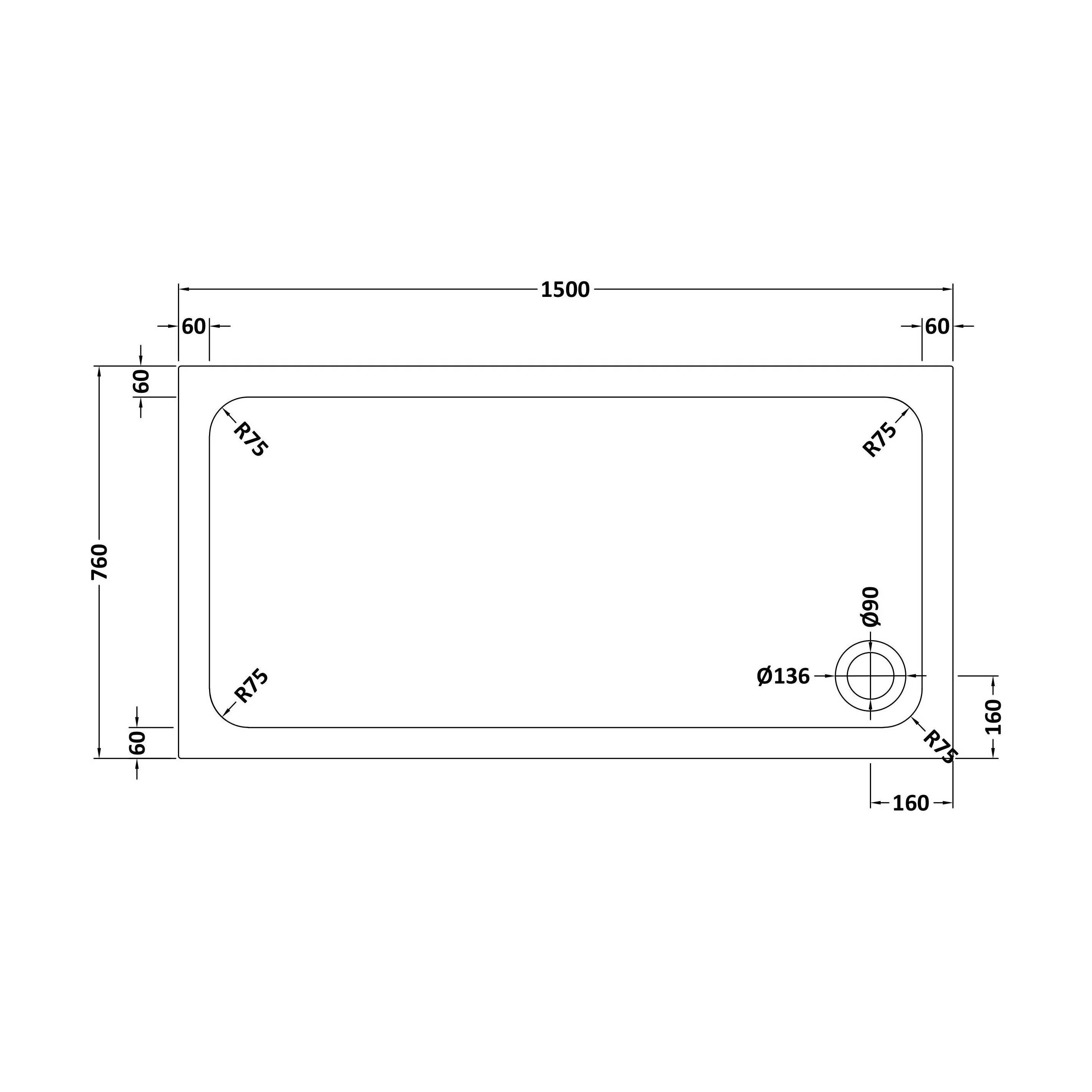 White Rectangular Stone Resin Premium Shower Tray with Corner Waste Position - Multiple Sizes Available - Image 43