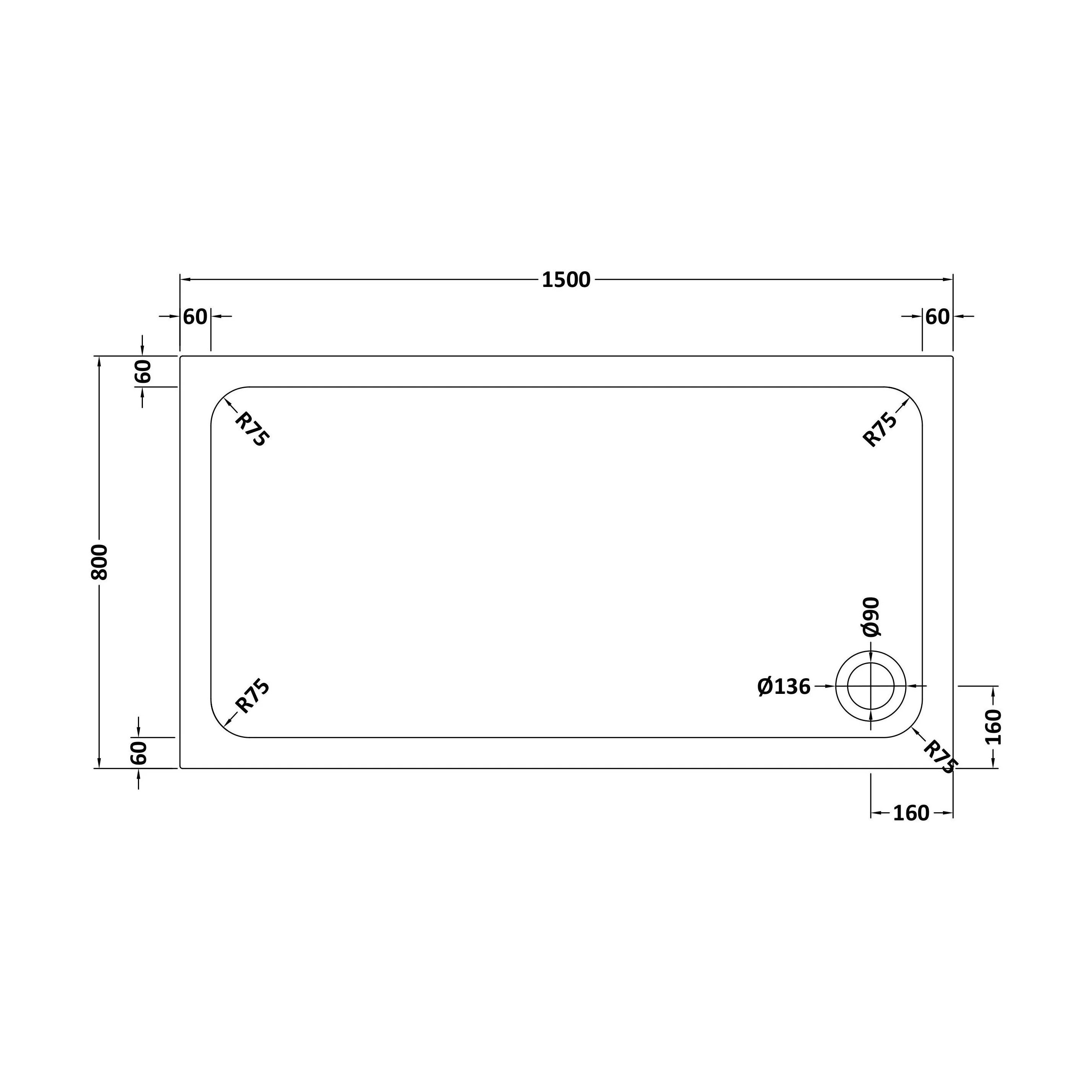 White Rectangular Stone Resin Premium Shower Tray with Corner Waste Position - Multiple Sizes Available - Image 44