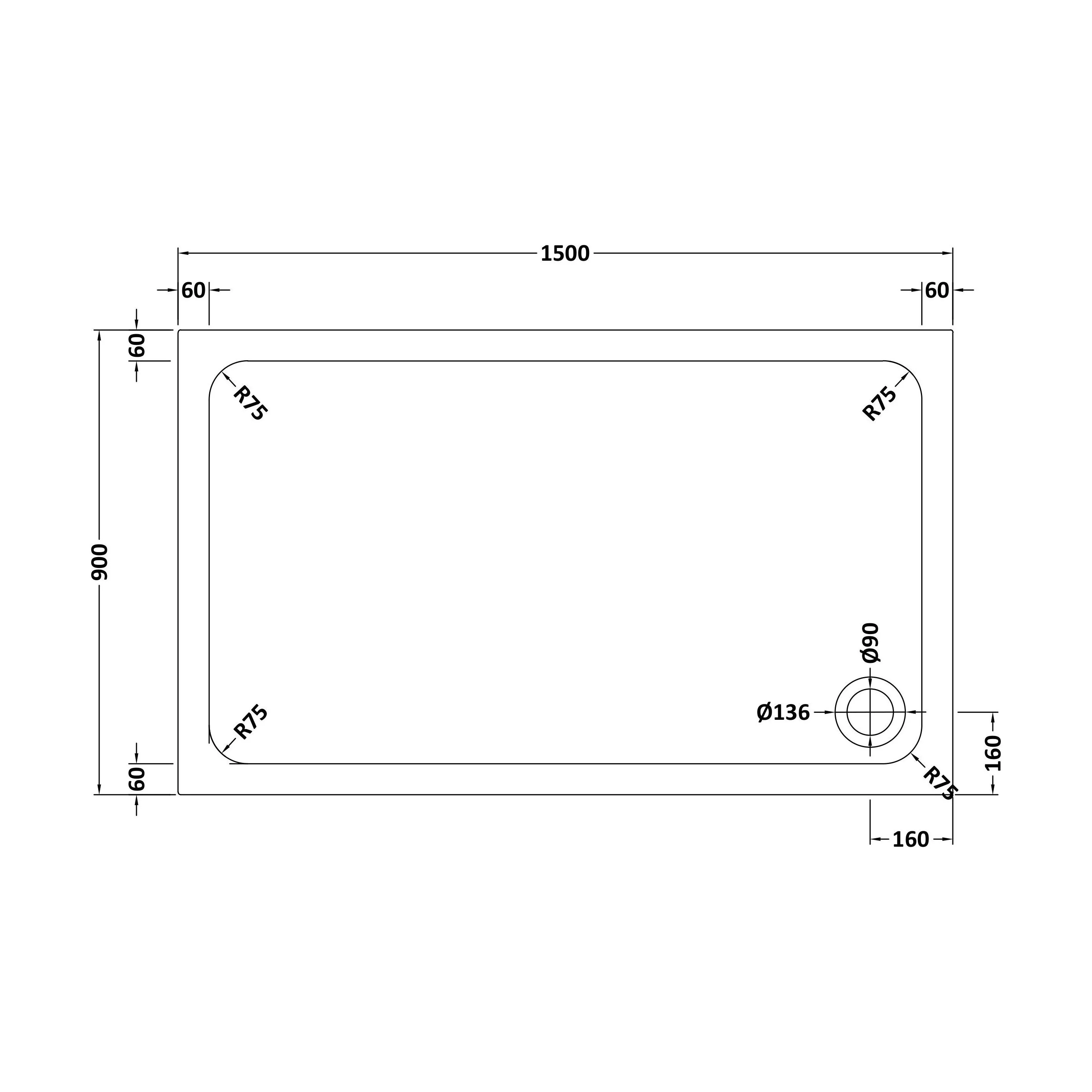 White Rectangular Stone Resin Premium Shower Tray with Corner Waste Position - Multiple Sizes Available - Image 45