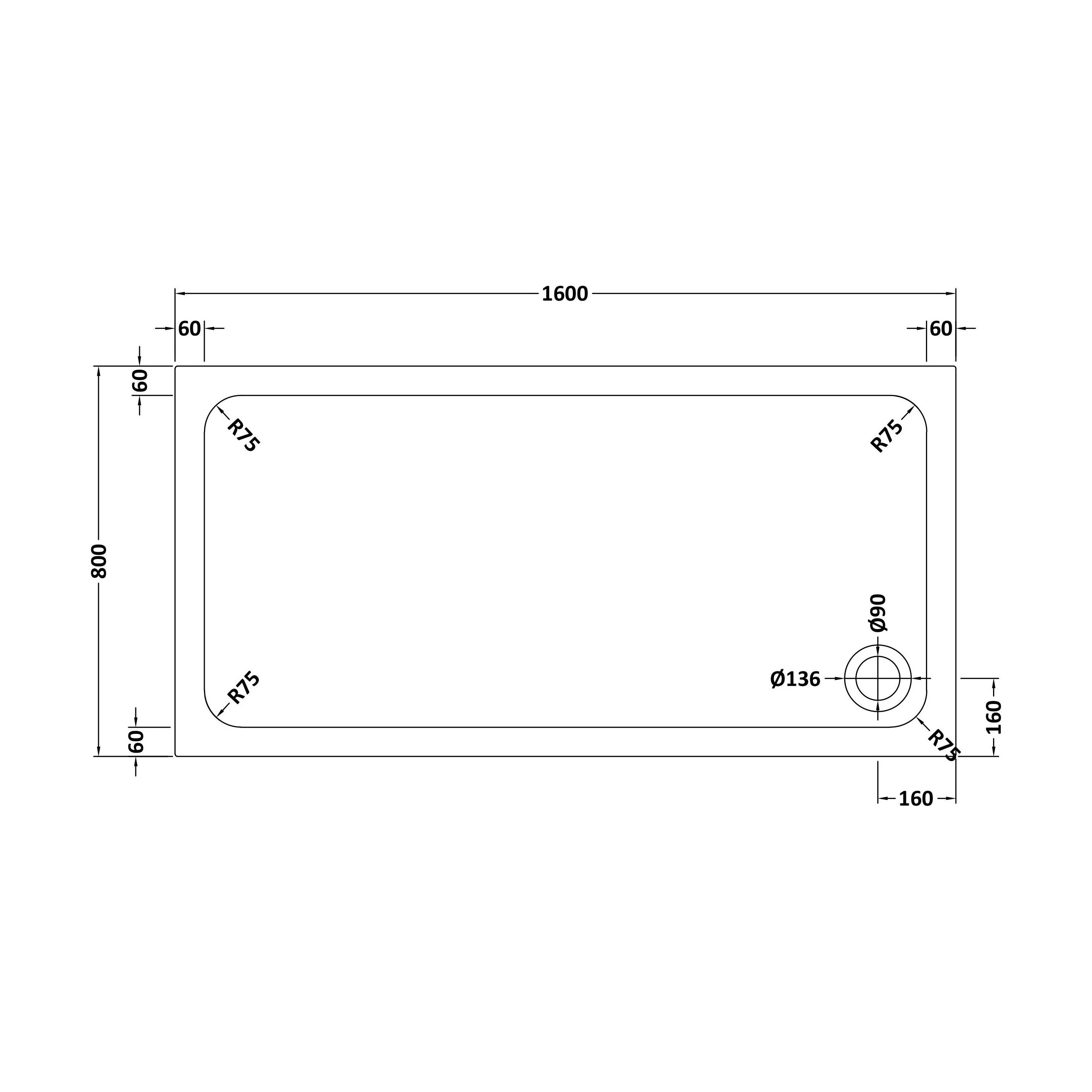 White Rectangular Stone Resin Premium Shower Tray with Corner Waste Position - Multiple Sizes Available - Image 48