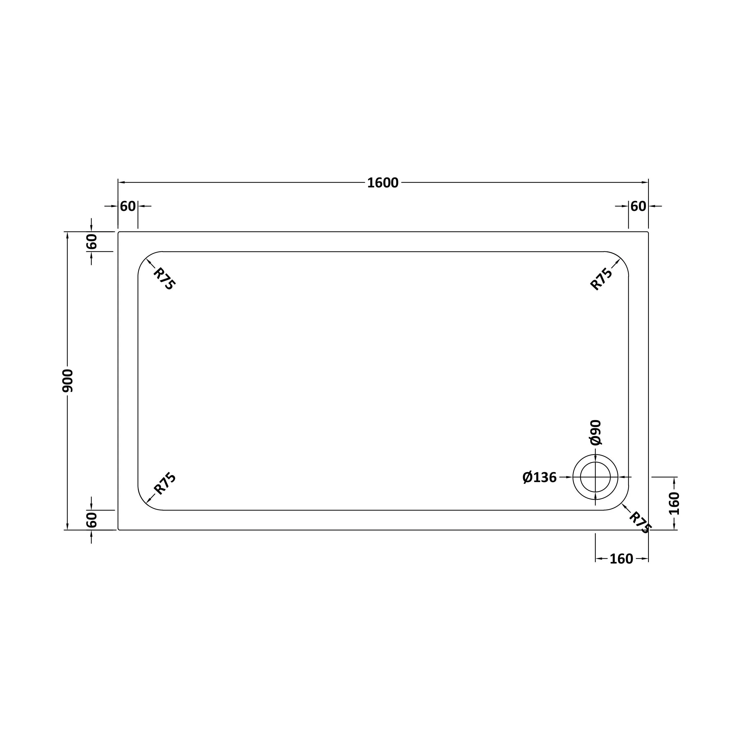 White Rectangular Stone Resin Premium Shower Tray with Corner Waste Position - Multiple Sizes Available - Image 49