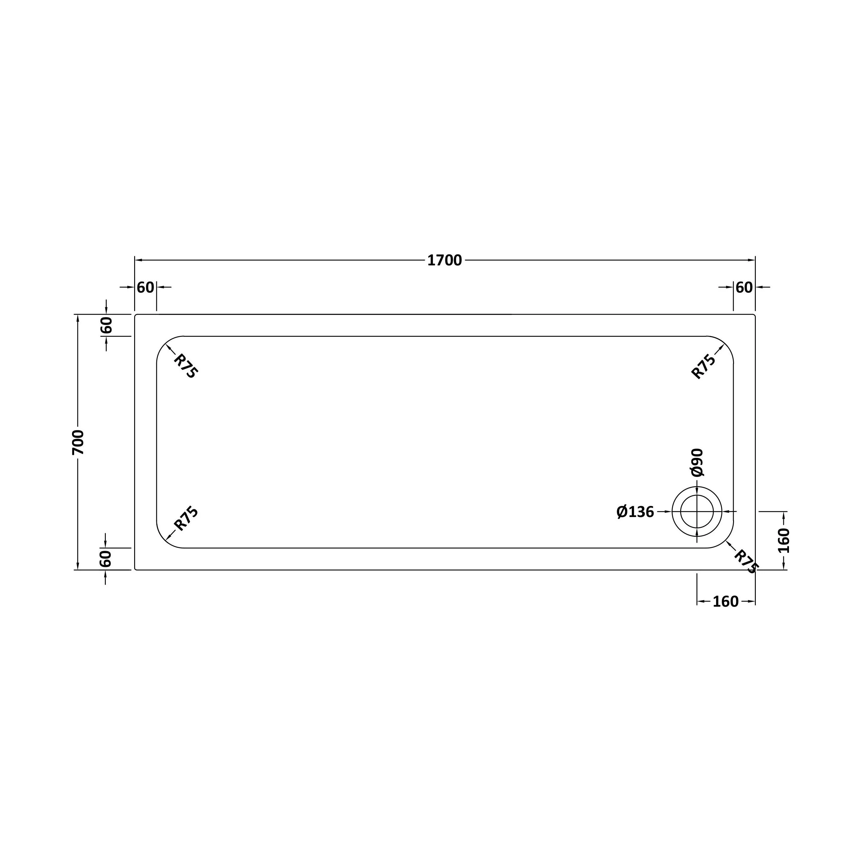 White Rectangular Stone Resin Premium Shower Tray with Corner Waste Position - Multiple Sizes Available - Image 50