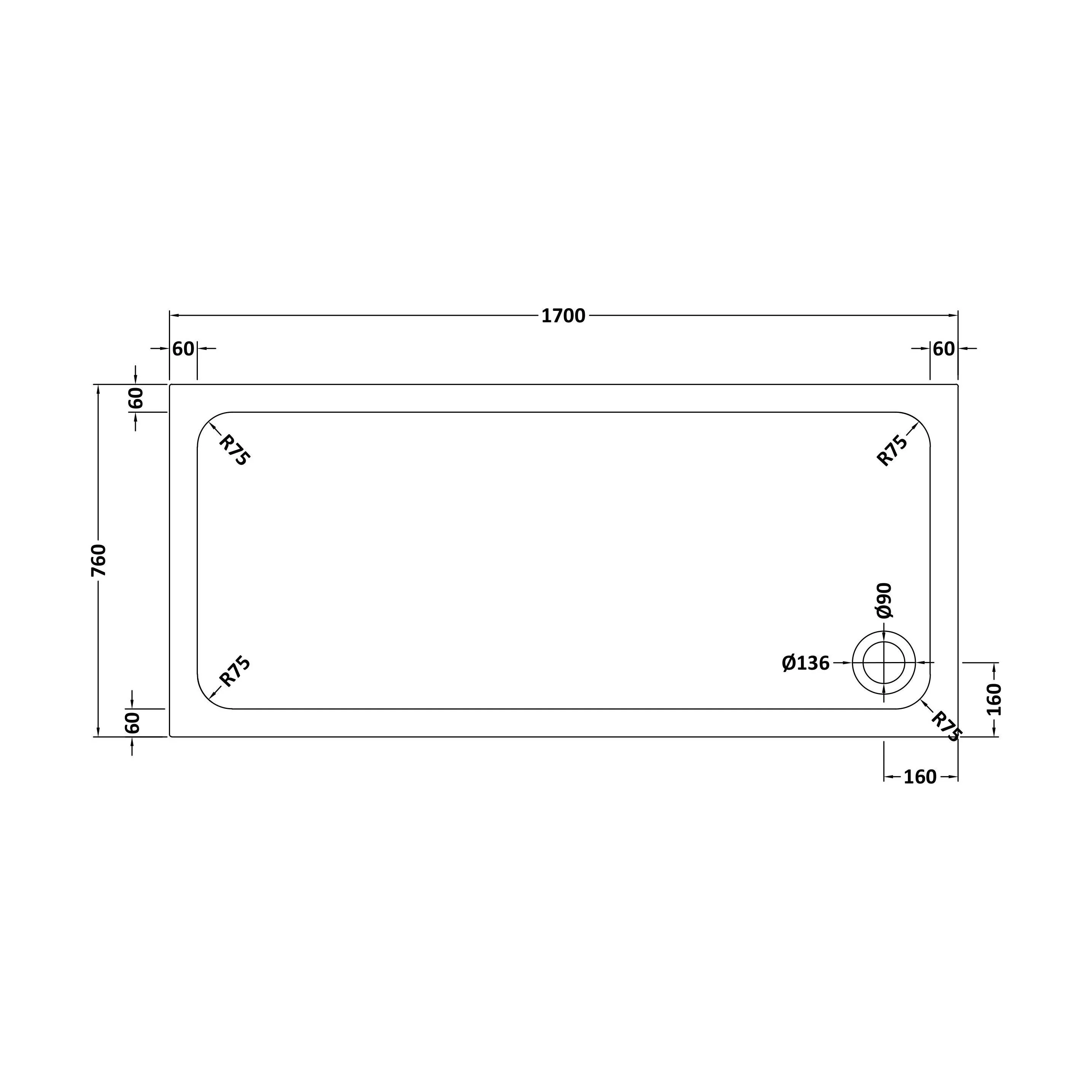 White Rectangular Stone Resin Premium Shower Tray with Corner Waste Position - Multiple Sizes Available - Image 51