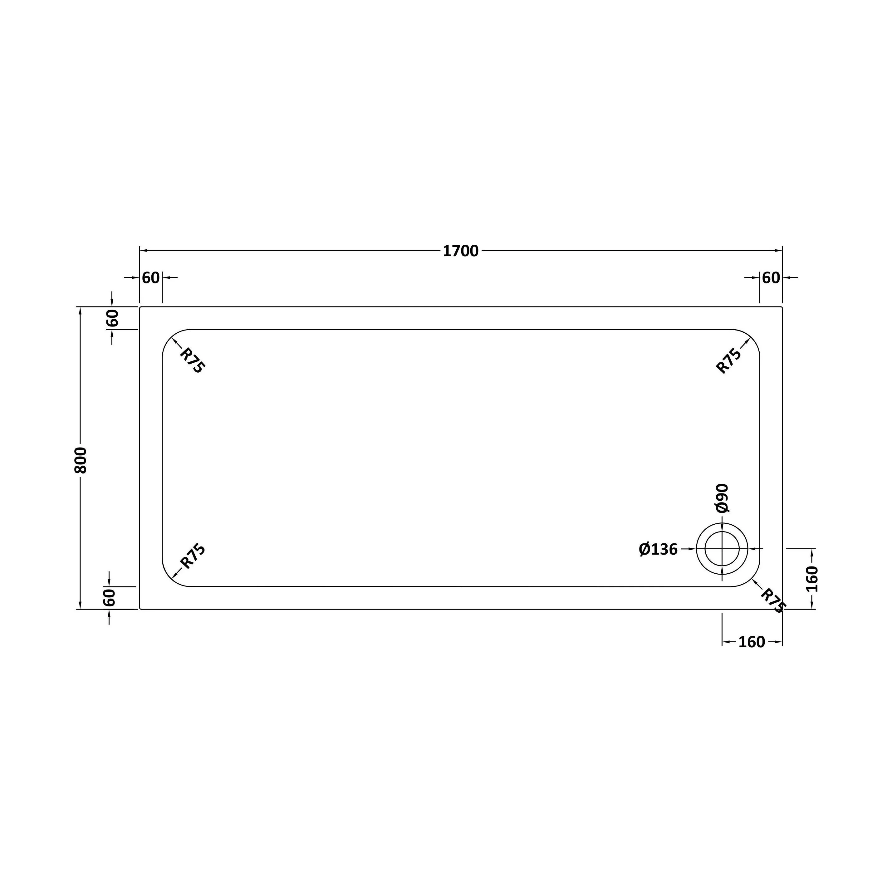 White Rectangular Stone Resin Premium Shower Tray with Corner Waste Position - Multiple Sizes Available - Image 52
