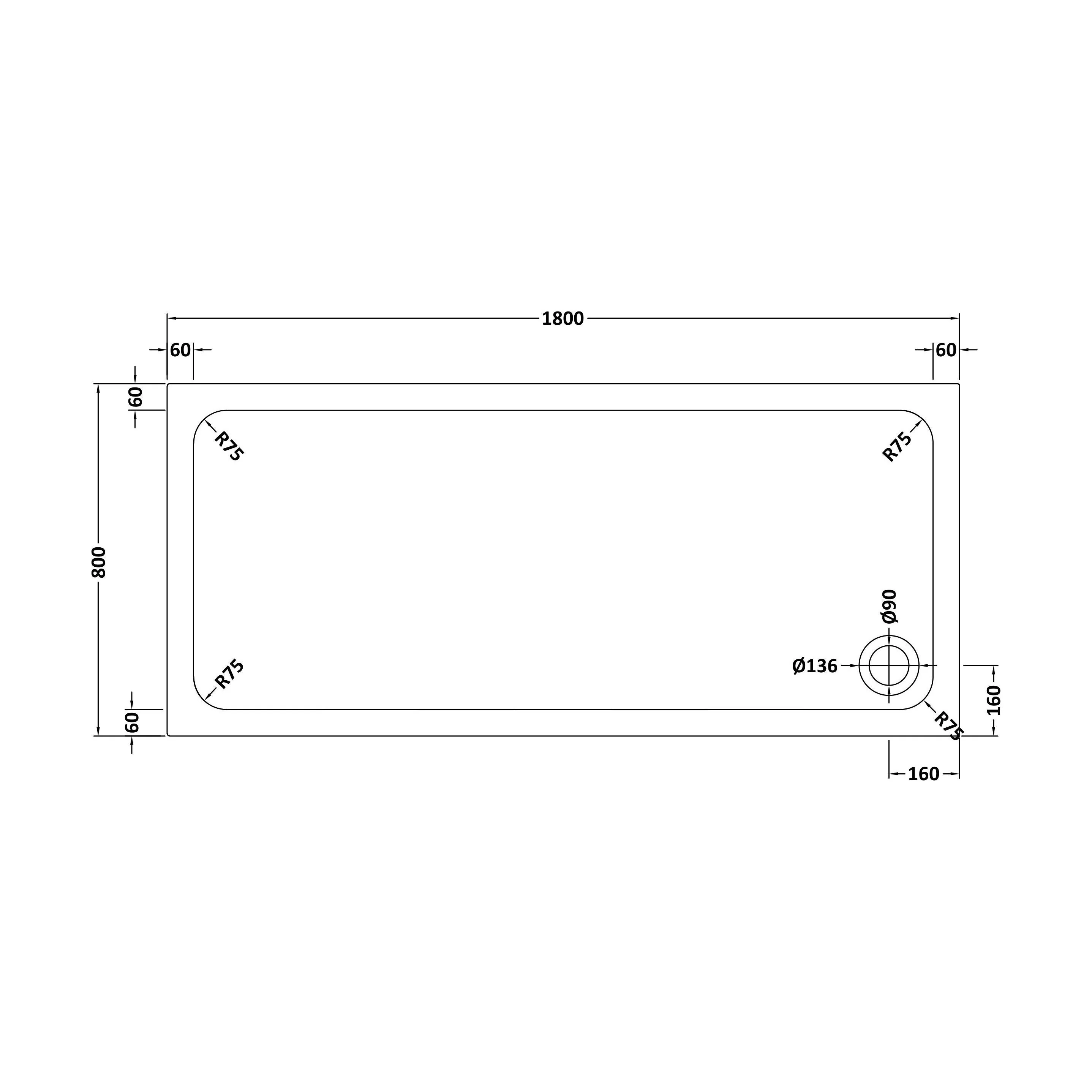 White Rectangular Stone Resin Premium Shower Tray with Corner Waste Position - Multiple Sizes Available - Image 54