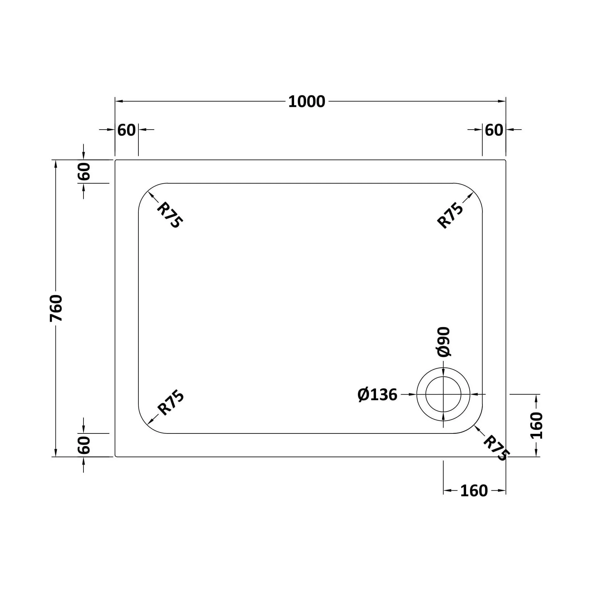 White Rectangular Stone Slip Resistant Shower Tray - Available in Multiple Sizes - Image 32