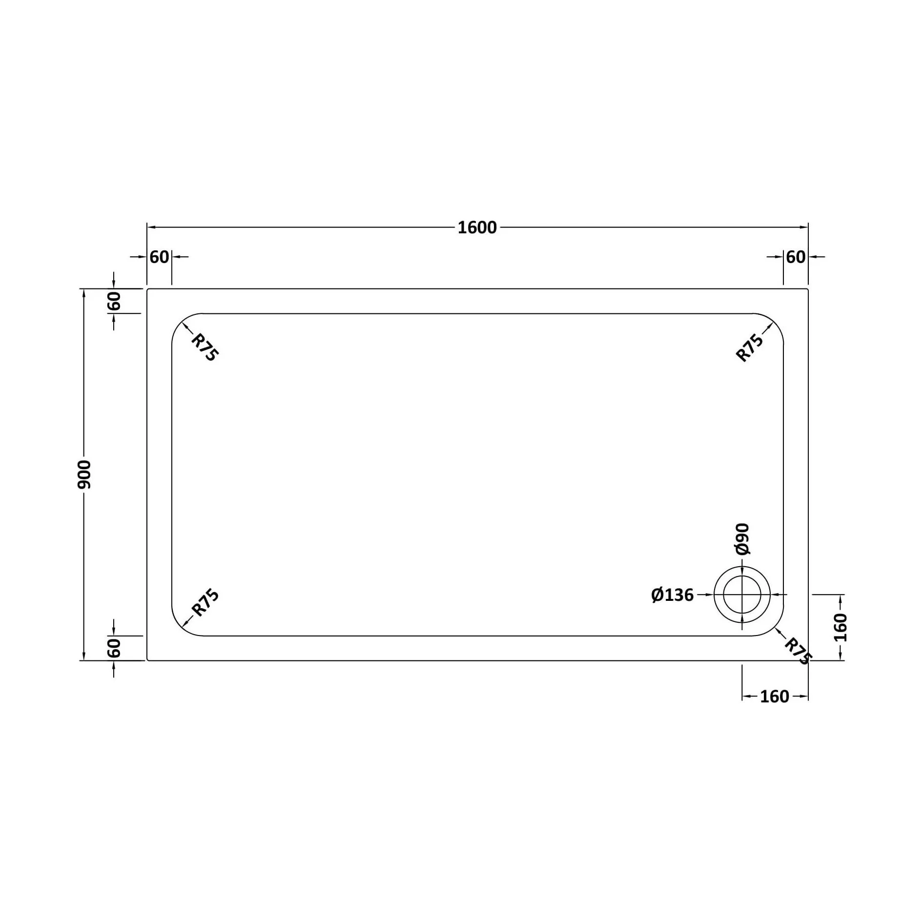 White Rectangular Stone Slip Resistant Shower Tray - Available in Multiple Sizes - Image 55