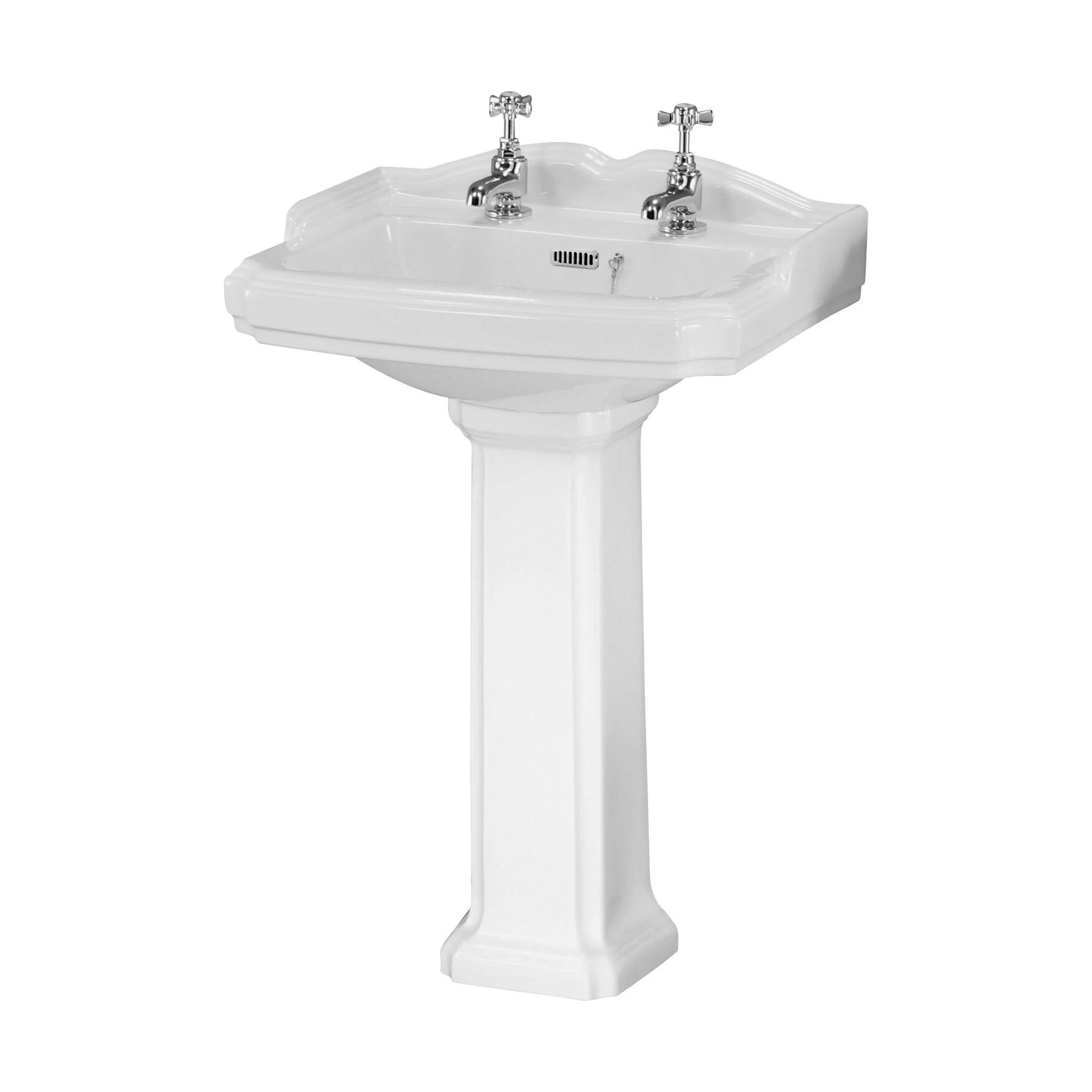 Whitgreave Traditional 2 Tap Hole Basin and Full Pedestal, 915 x 470 x 590mm - Image 5