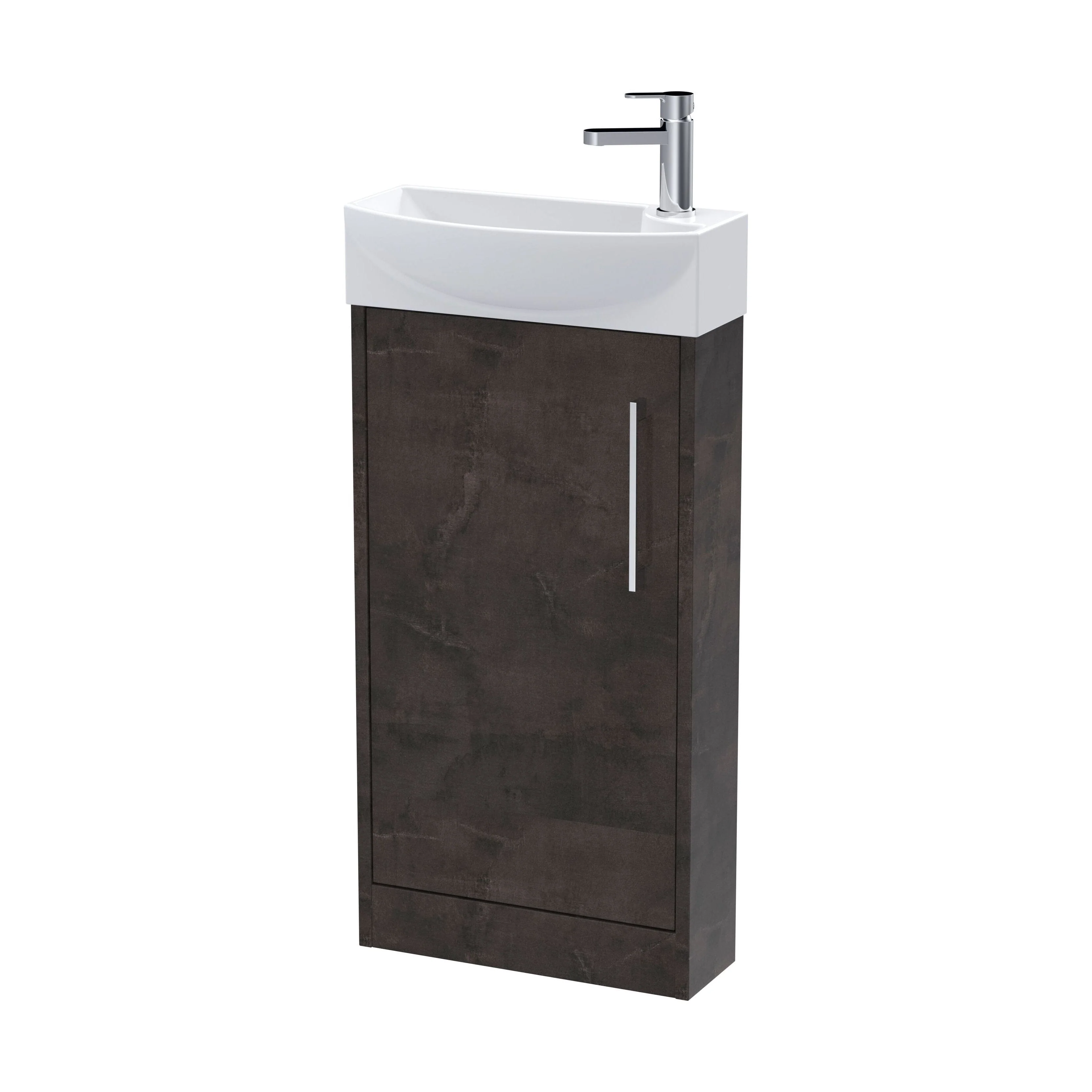 Winshill Contemporary 1 Door Left-Hand Floor Standing Cloakroom Vanity Unit with Basin, Metallic Slate, 440mm