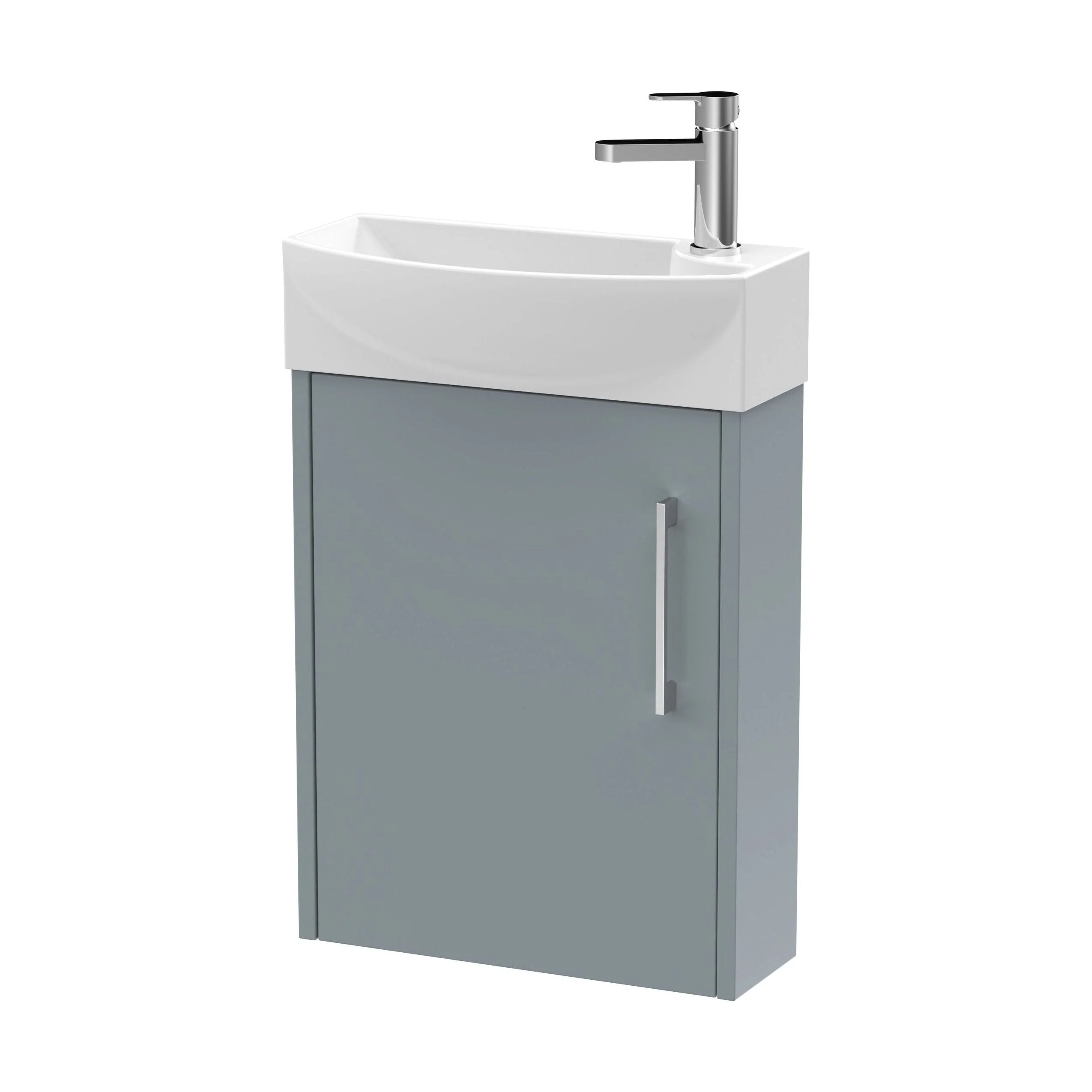 Winshill Contemporary 1 Door Left-Hand Wall Hung Cloakroom Vanity Unit with Basin, Grey, 440mm