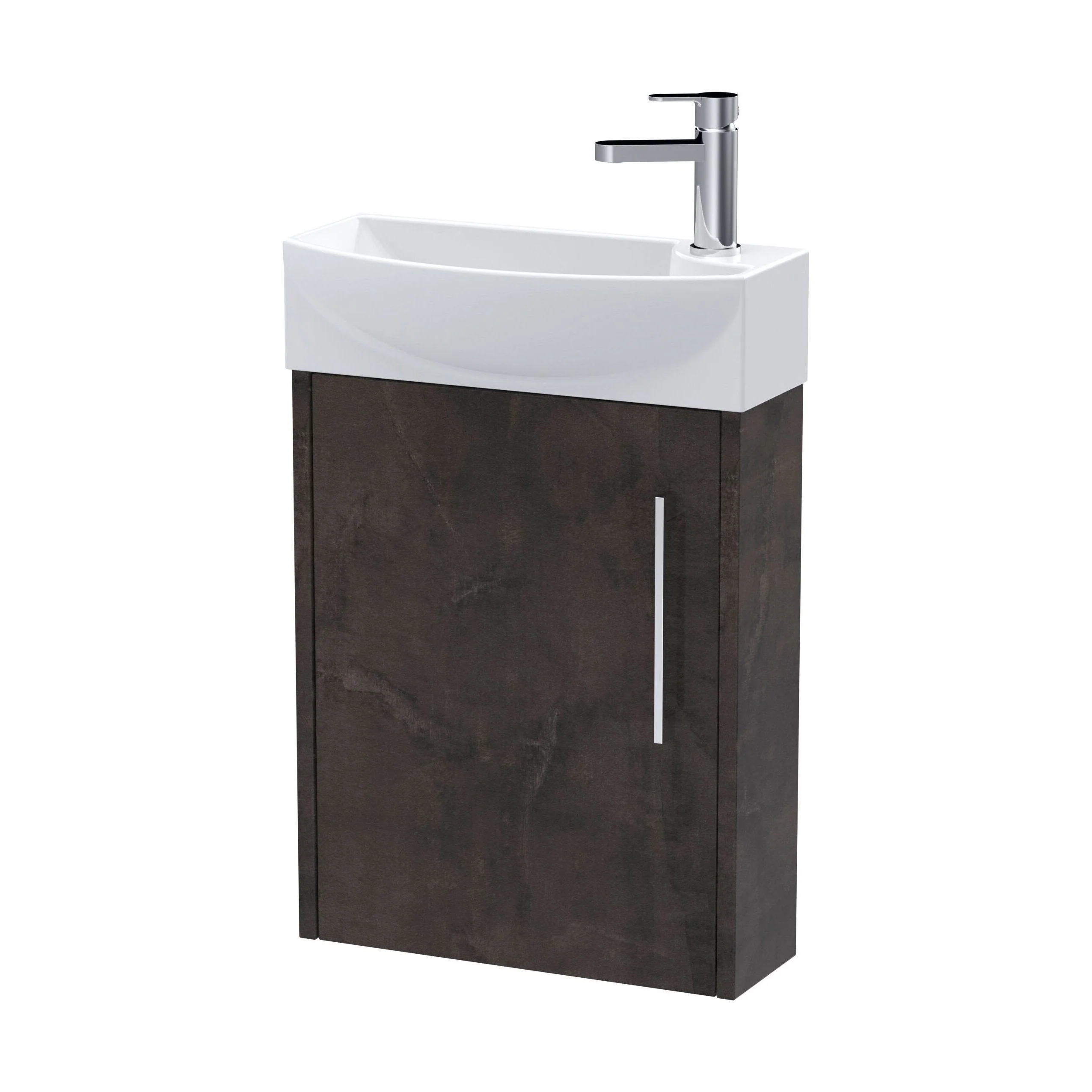 Winshill Contemporary 1 Door Left-Hand Wall Hung Cloakroom Vanity Unit with Basin, Metallic Slate, 440mm