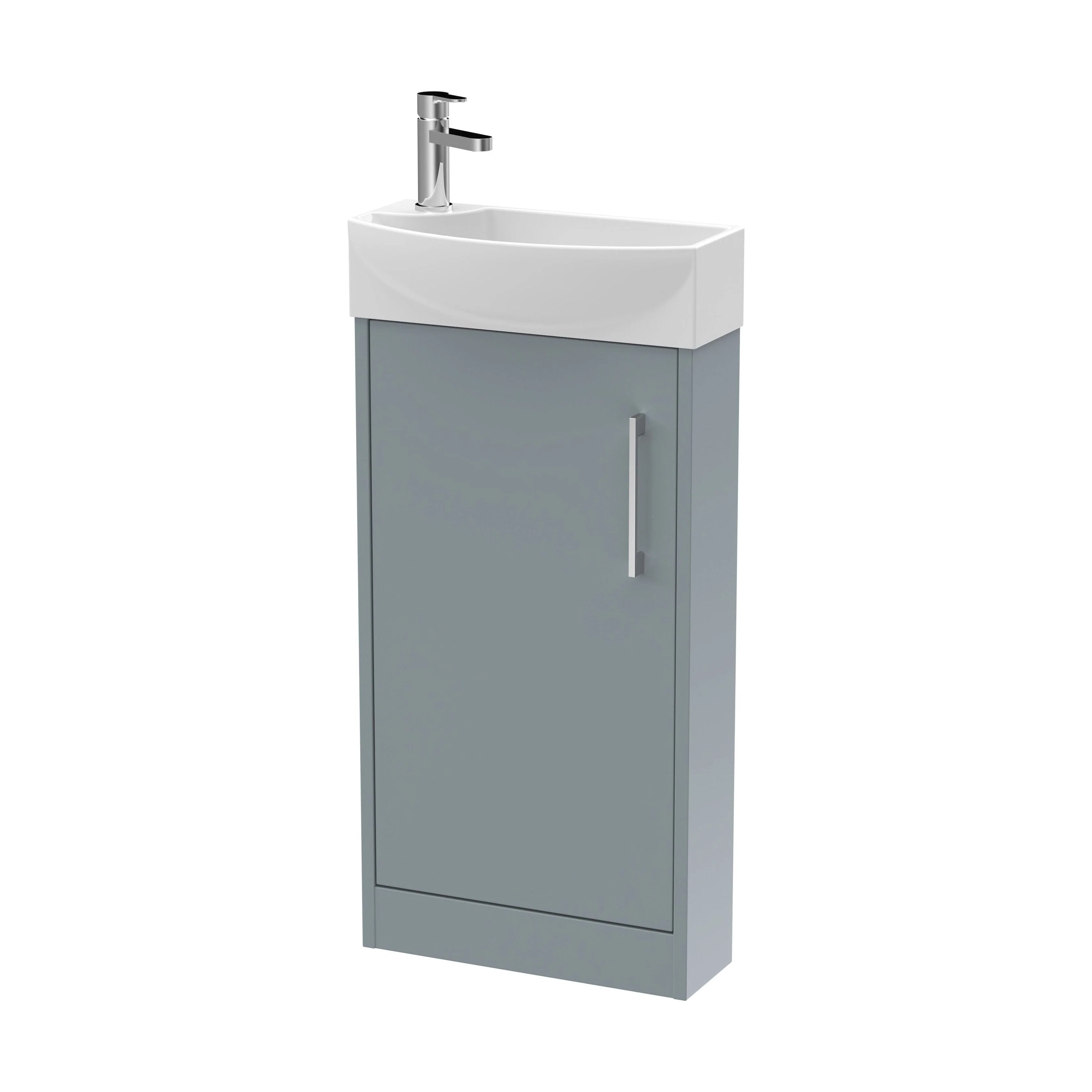 Winshill Contemporary 1 Door Right-Hand Floor Standing Cloakroom Vanity Unit with Basin, Grey, 440mm