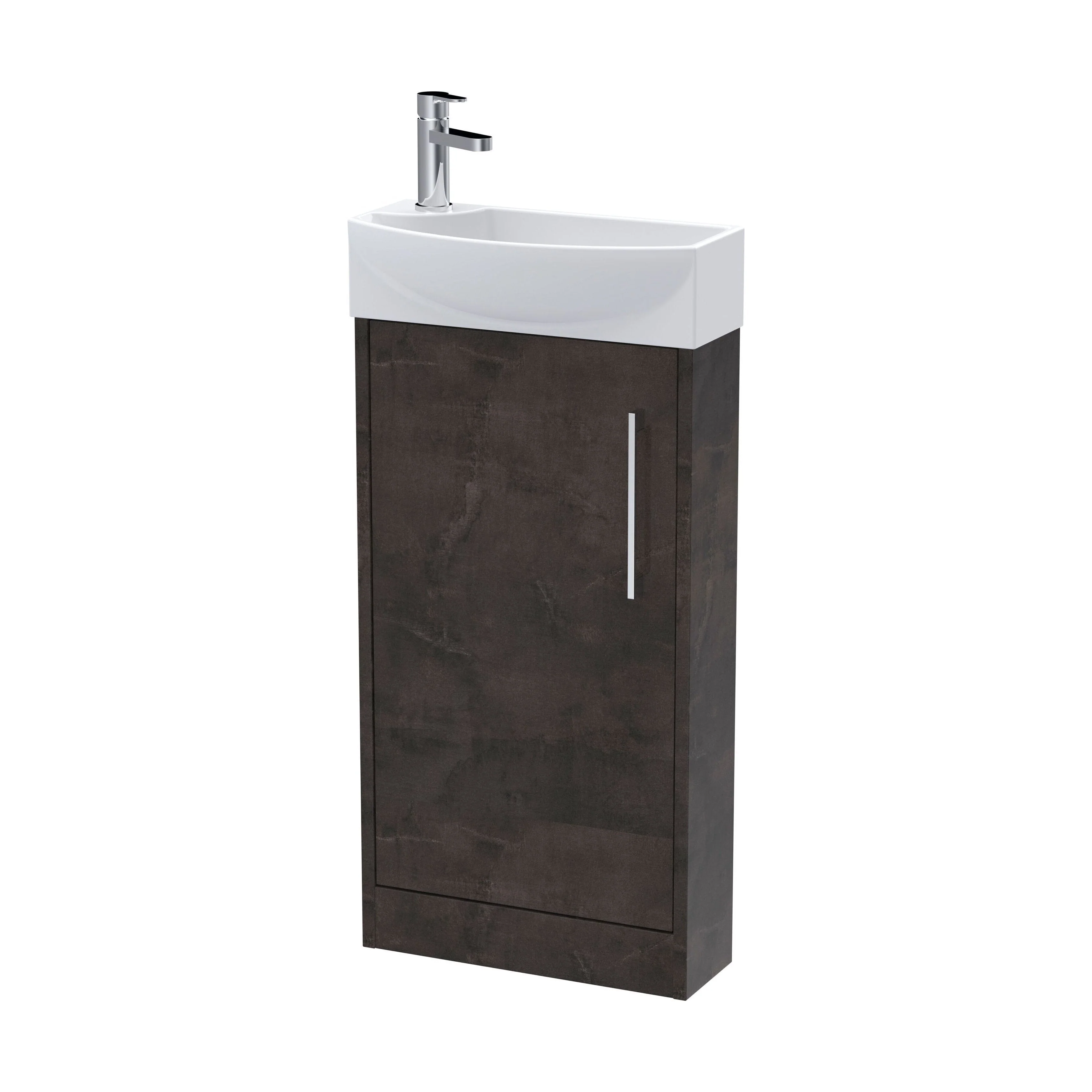 Winshill Contemporary 1 Door Right-Hand Floor Standing Cloakroom Vanity Unit with Basin, Metallic Slate, 440mm