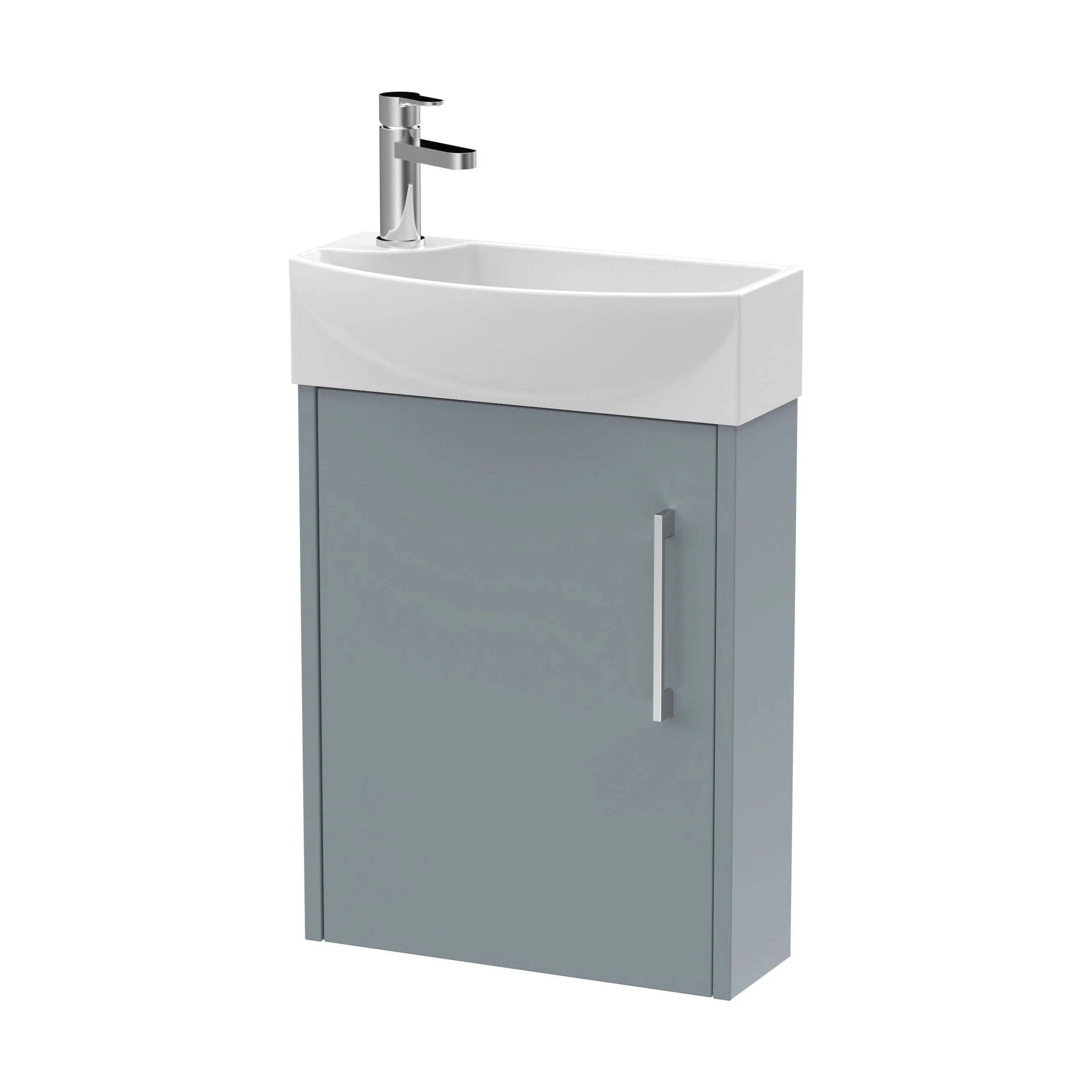 Winshill Contemporary 1 Door Right-Hand Wall Hung Cloakroom Vanity Unit with Basin, Grey, 440mm