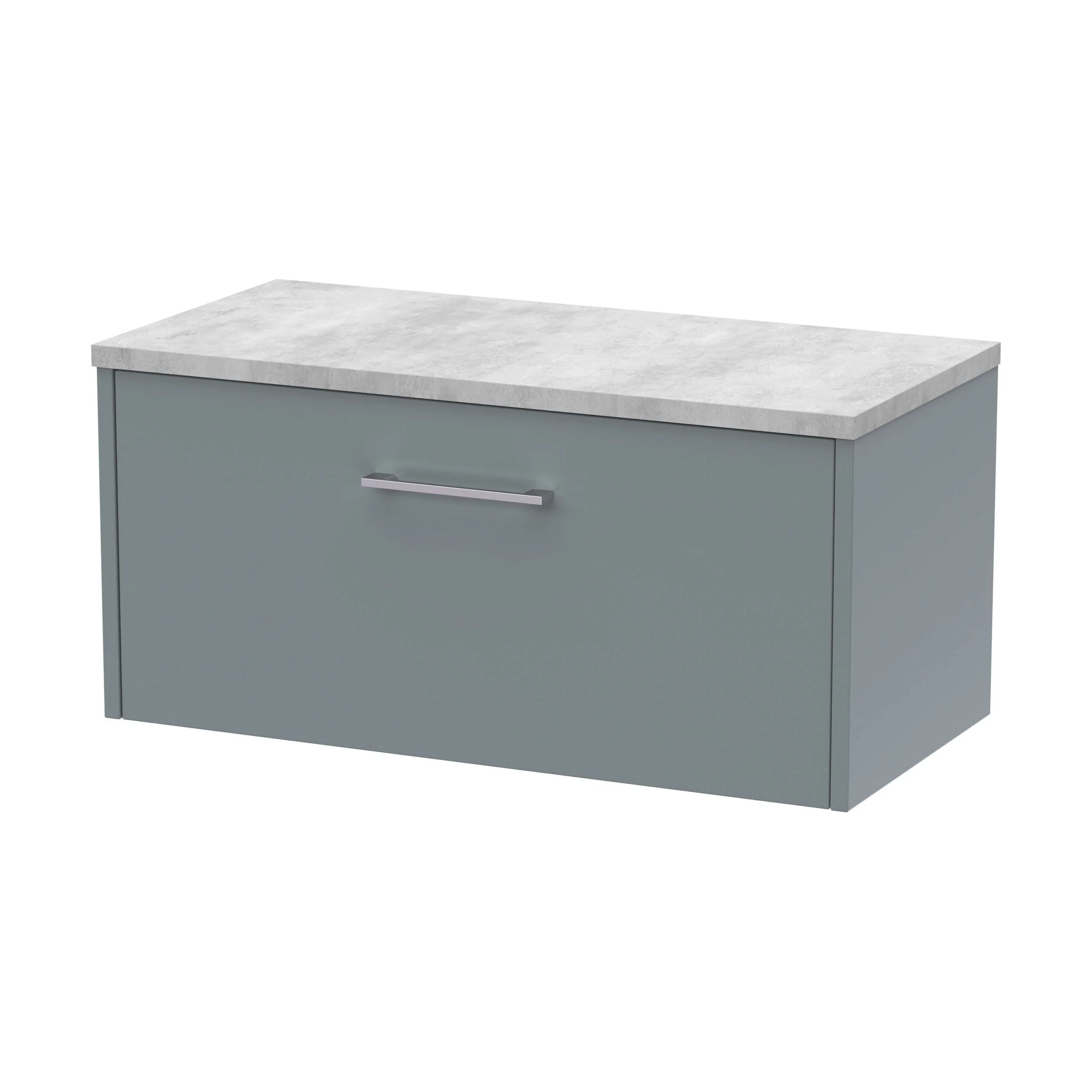 Winshill Contemporary 1 Drawer Wall Hung Vanity Unit with Laminate Worktop, Grey, 800mm