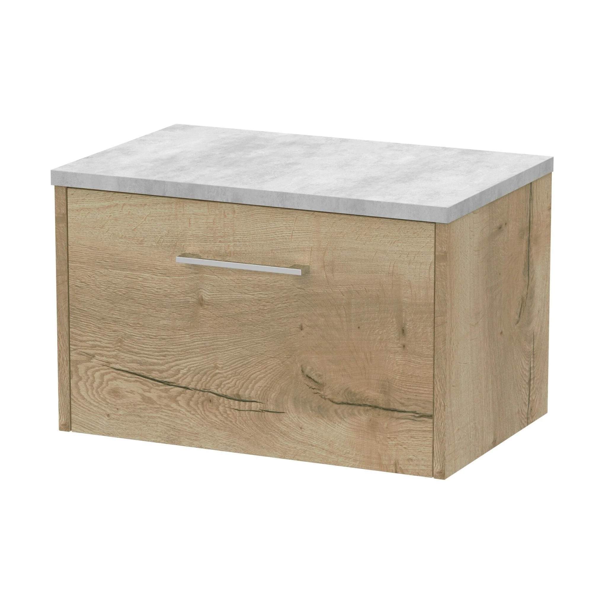 Winshill Contemporary 1 Drawer Wall Hung Vanity Unit with Laminate Worktop, Light Oak, 600mm