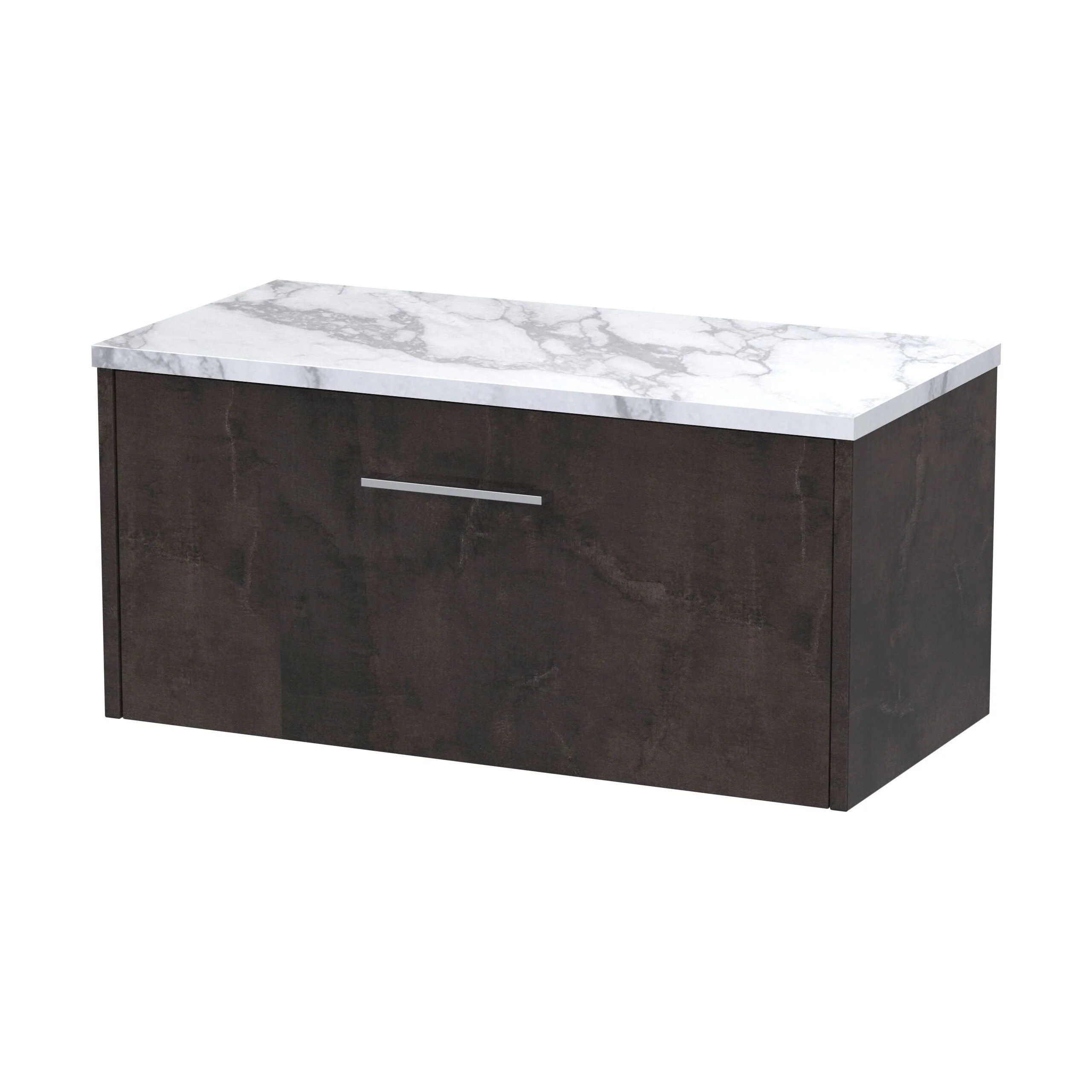 Winshill Contemporary 1 Drawer Wall Hung Vanity Unit with Laminate Worktop, Metallic Slate, 800mm