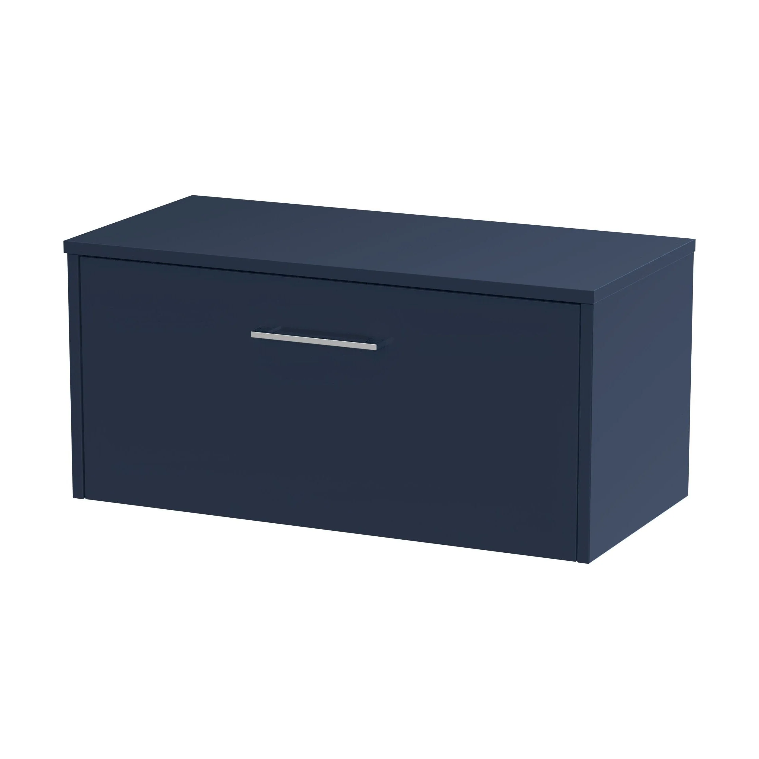 Winshill Contemporary 1 Drawer Wall Hung Vanity Unit with Worktop, Dark Blue, 800mm