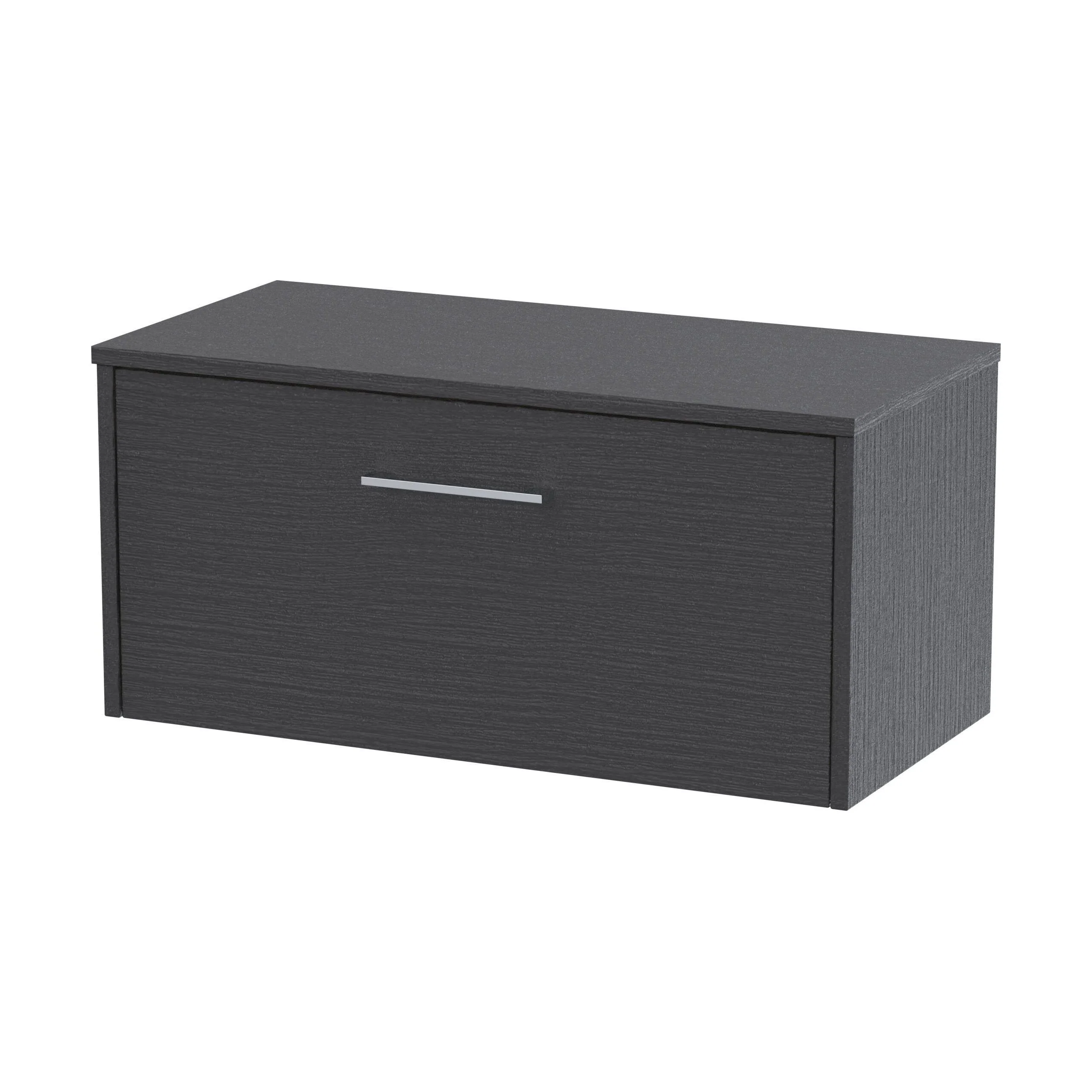 Winshill Contemporary 1 Drawer Wall Hung Vanity Unit with Worktop, Woodgrain Dark Grey, 800mm